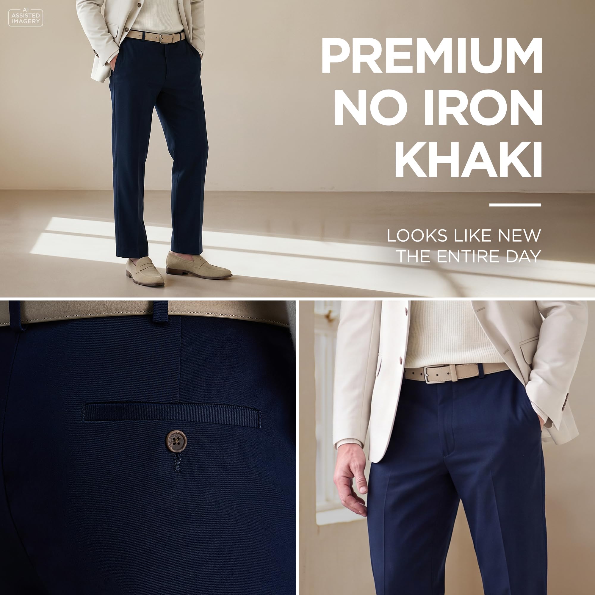 Haggar Men's Premium No Iron Khaki Classic Fit Flat Front Casual Pant (Regular and Big & Tall Sizes)