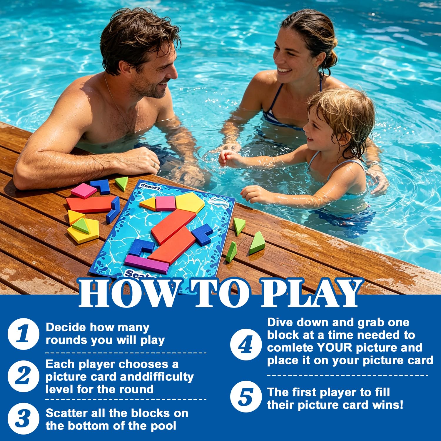 Divertidos Juegos De Entrenamiento De Natación, Juegos Divertidos para Nadar bajo el Agua, Juego Rompecabeza Buceos Piscinas con 40 Figuras Diferentes Formas, para Viajes, Vacaciones, Playa, Picnic