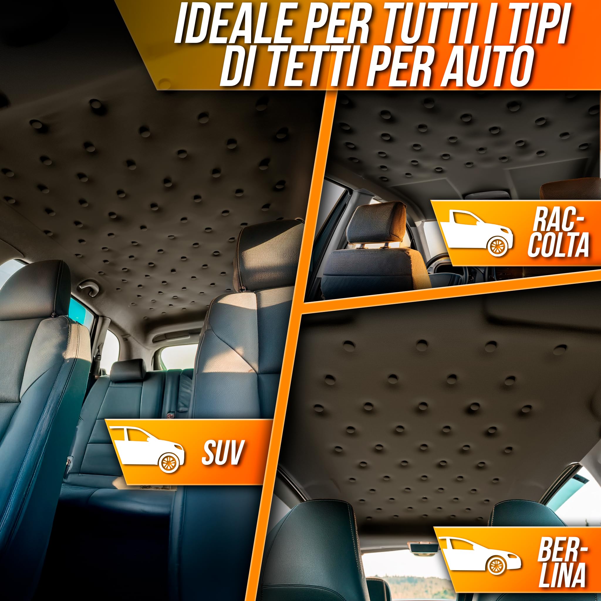 70 Kit Riparazione Cielo Auto Nero - Puntine Fissaggio Rivetti Tetto Auto Scollato Interno - Rimedi Fai da Te Bottoni per Tessuto Cielo Auto Tetto Rivestimento Universale