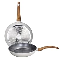 Tognana Pepper Bamboo, set 2 padelle 24, 28 cm, alluminio stampato, alluminio forgiato, alluminio in fusione, bianco