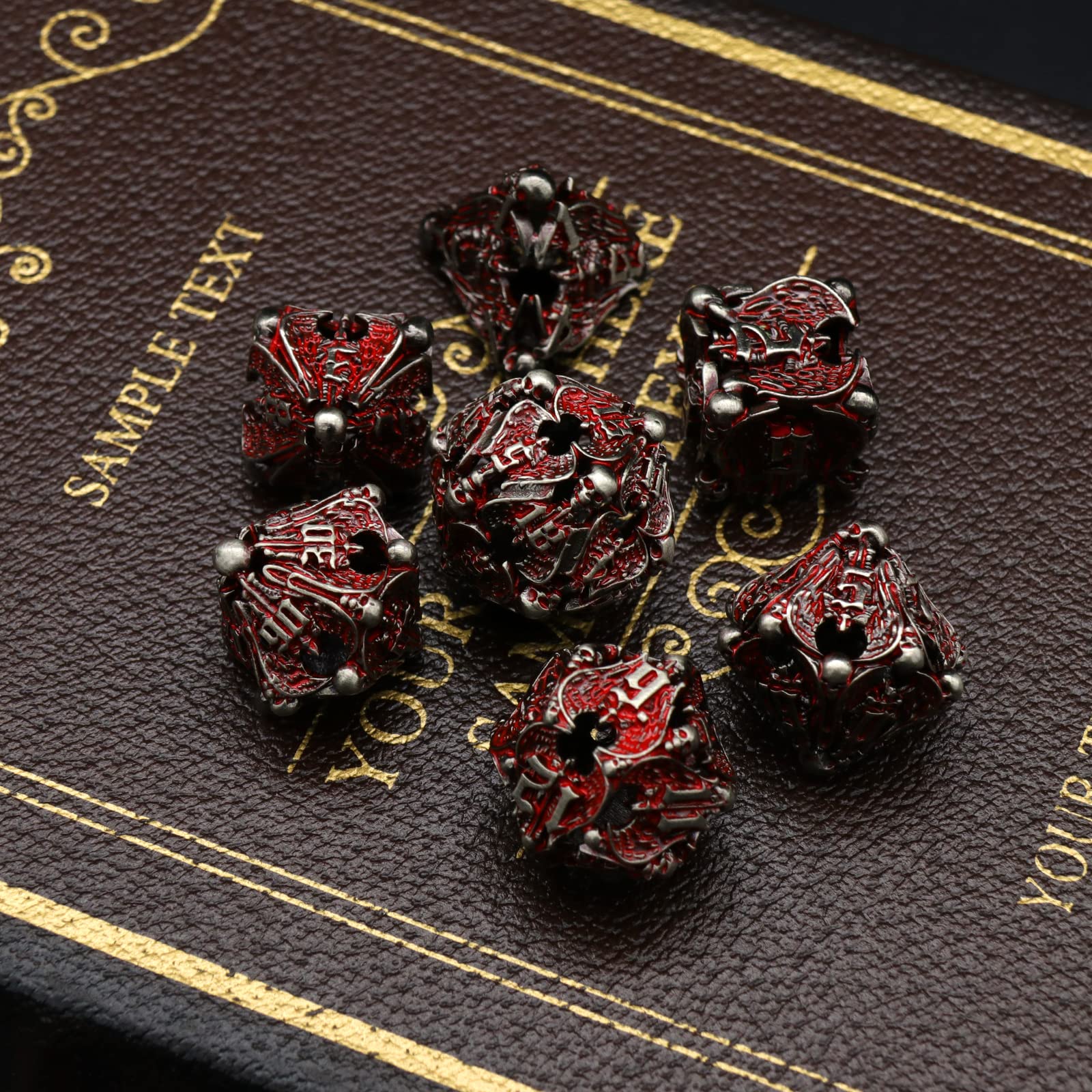 Dice Games Dice for Dungeons and Dragons Polyhedral Dice Set Angel HNCCESG Dice Role Game Hollow Metal Dice D4/D6/D8/D10 (0-9 and 00-90)/D12/D20 7pcs with Metal Box - Image 3