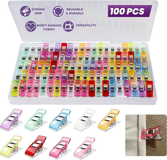 100pcs Sewing Clips Multipurpose Quilt Clip for Fabric Multi-Colored Plastic Sewing Quilting Supplies Craft for Small-Scale Projects and Crafting Tools Accessories
