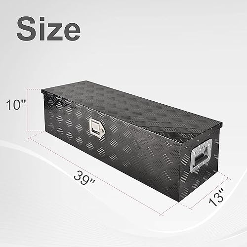 Miniatura 2 de Caja de herramientas de aluminio resistente de 39 pulgadas, caja de herramientas para camioneta, automóvil, remolque, al aire libre, caja de