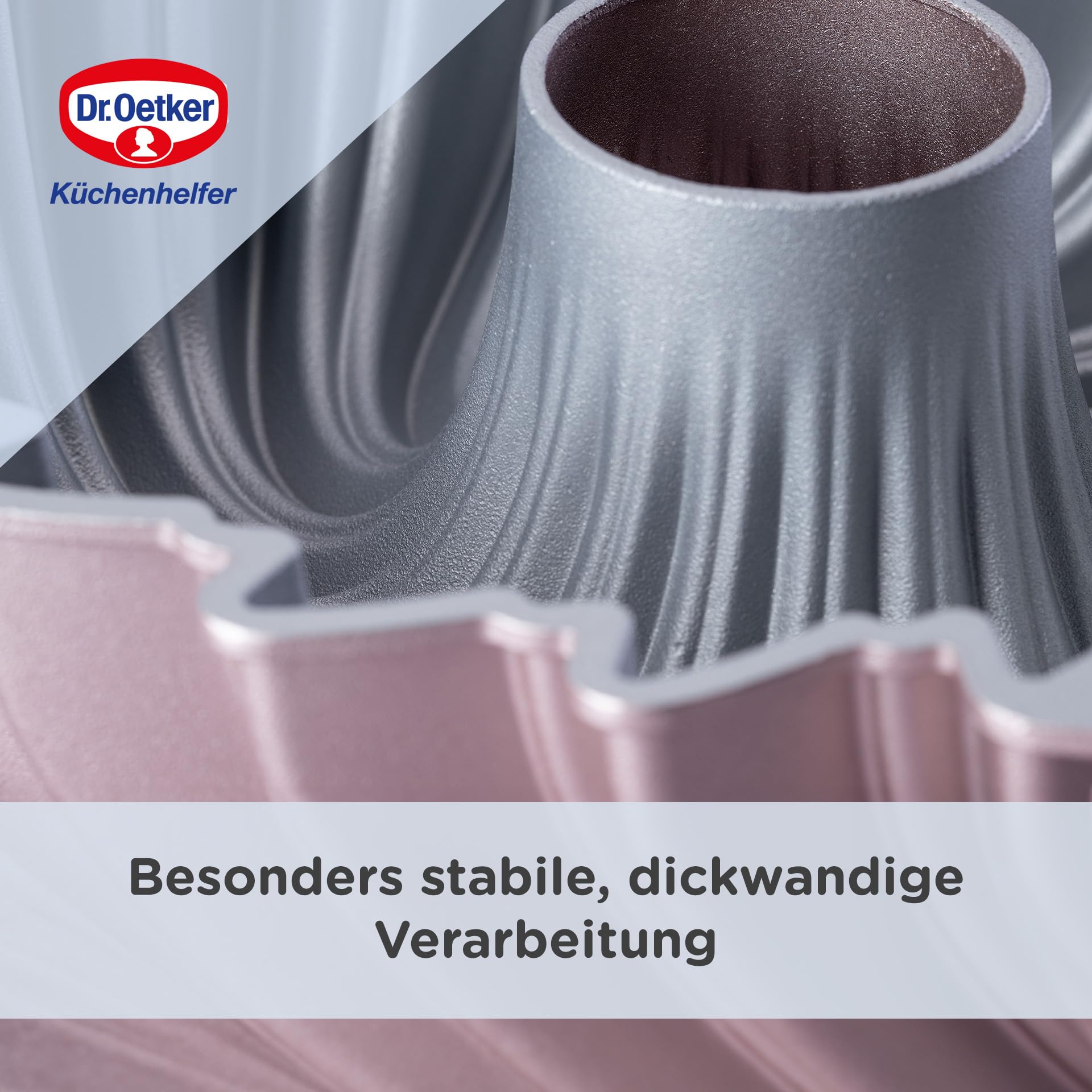 Dr. Oetker Creative Sun Moule rond de qualité supérieure pour kouglof Ø 24 x 8,5 cm, 2100 ml, revêtement antiadhésif et sans PFAS, or rose, résistant à la chaleur jusqu'à +230 °C