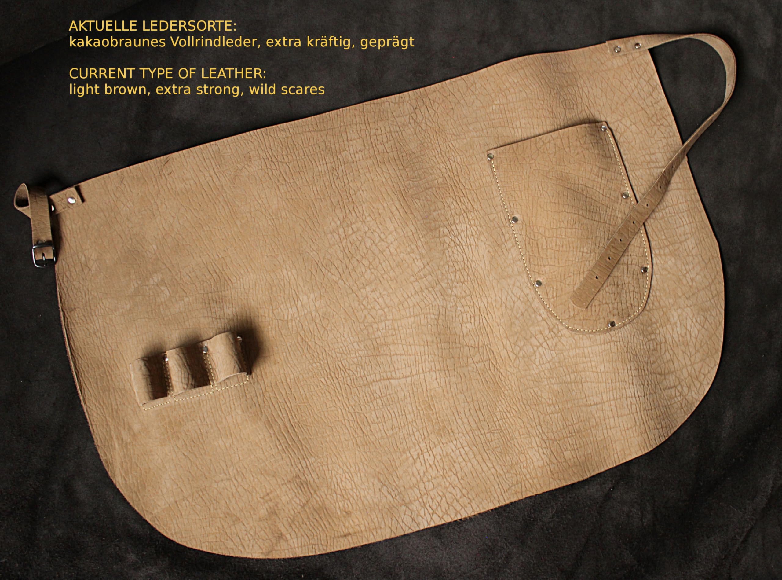 Tablier de menuisier en cuir véritable particulièrement résistant Tablier en cuir avec poche plate et porte-outils. Tablier en peau de mouton de qualité professionnelle Tablier également utilisable comme tablier de soudeur, tablier de charpentier