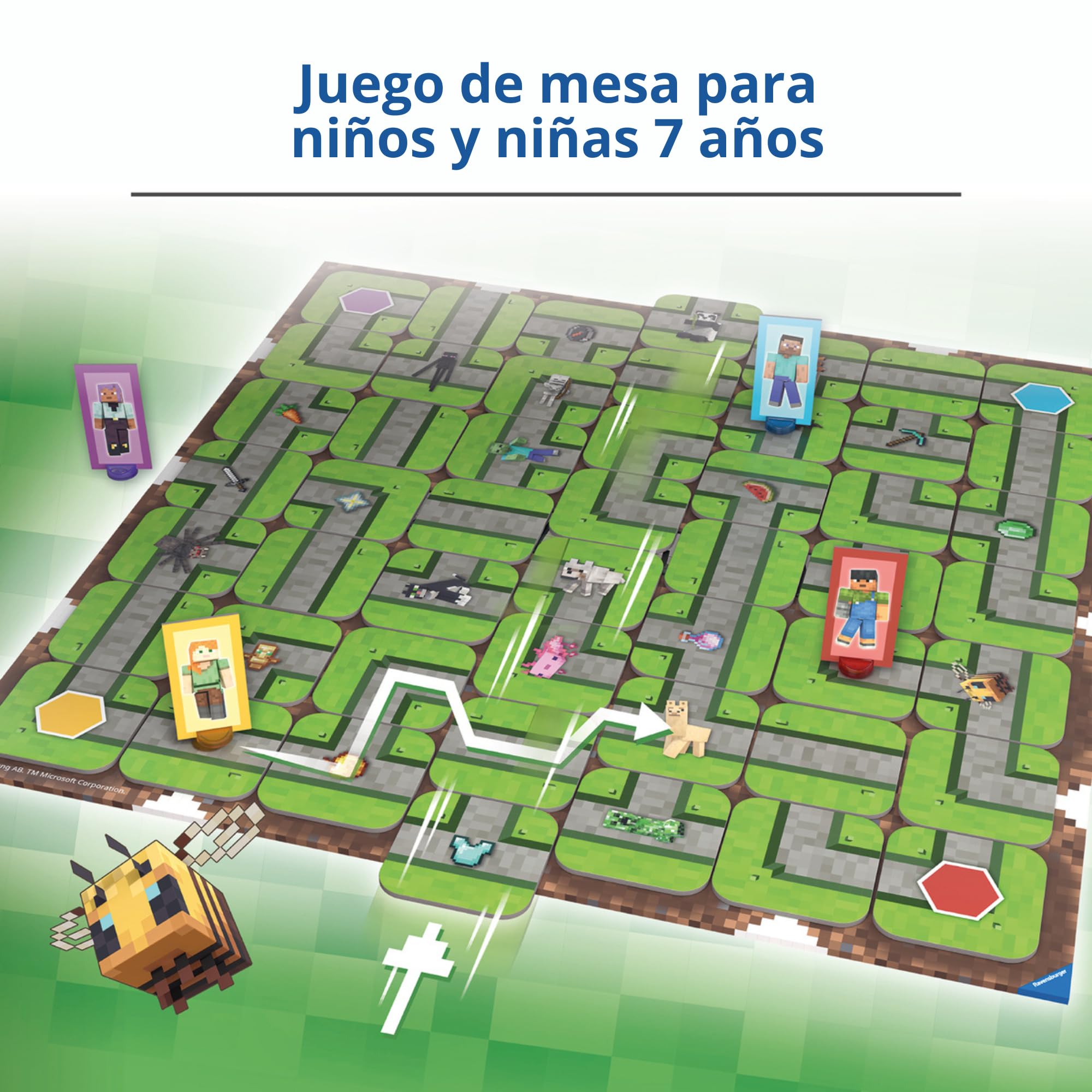 Ravensburger - Labyrinth Minecraft | Juegos Niños 7 Años | 2-4 Jugadores | Laberinto Juego De Mesa Minecraft | Regalo Niño 7 Años