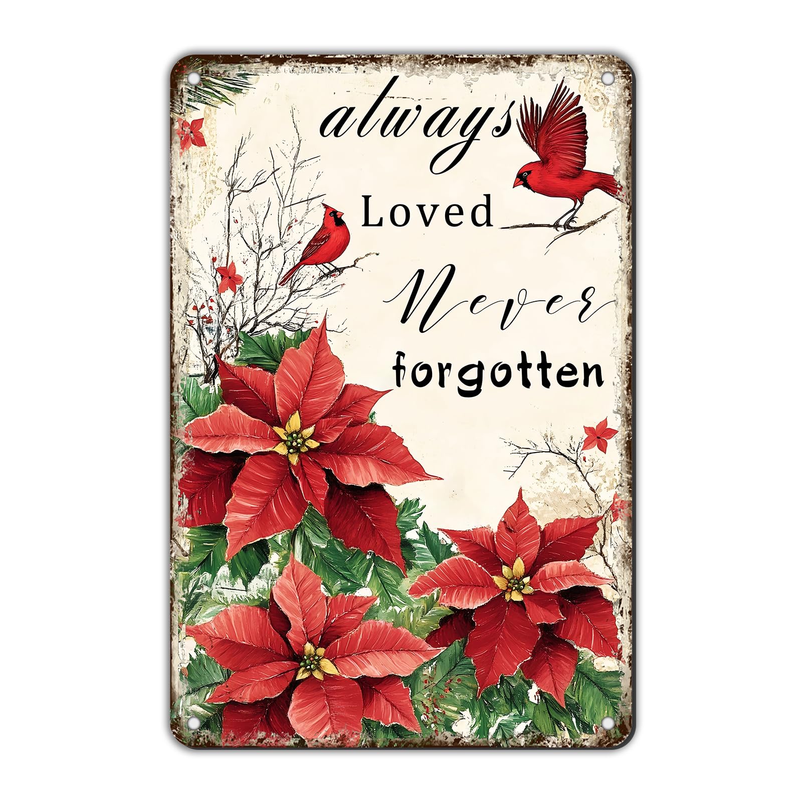 Anceky Loved Never Forgotten Red Bird Tin Sign Retro Metal Sign Vintage Wall Decor for Home Backyard Outdoor Outside Fence 12×8 Inch