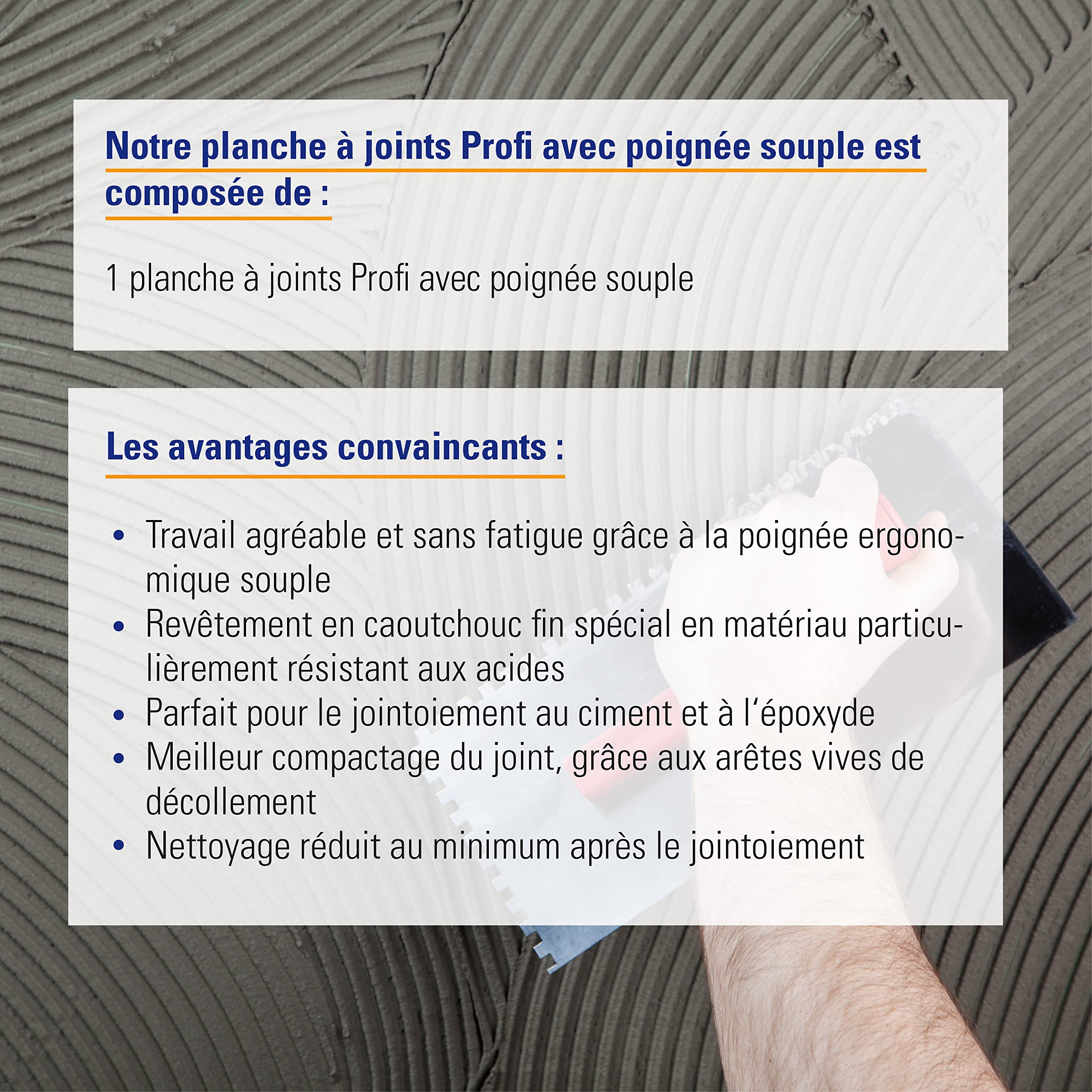 Karl Dahm Taloche à Joint avec Poignée Souple, 260 X 100 mm I Taloche à Jointer Professionnel, Idéale pour les Joints Époxy et Joints Ciment I Bords Tranchants pour un Meilleur Tassement – 11913