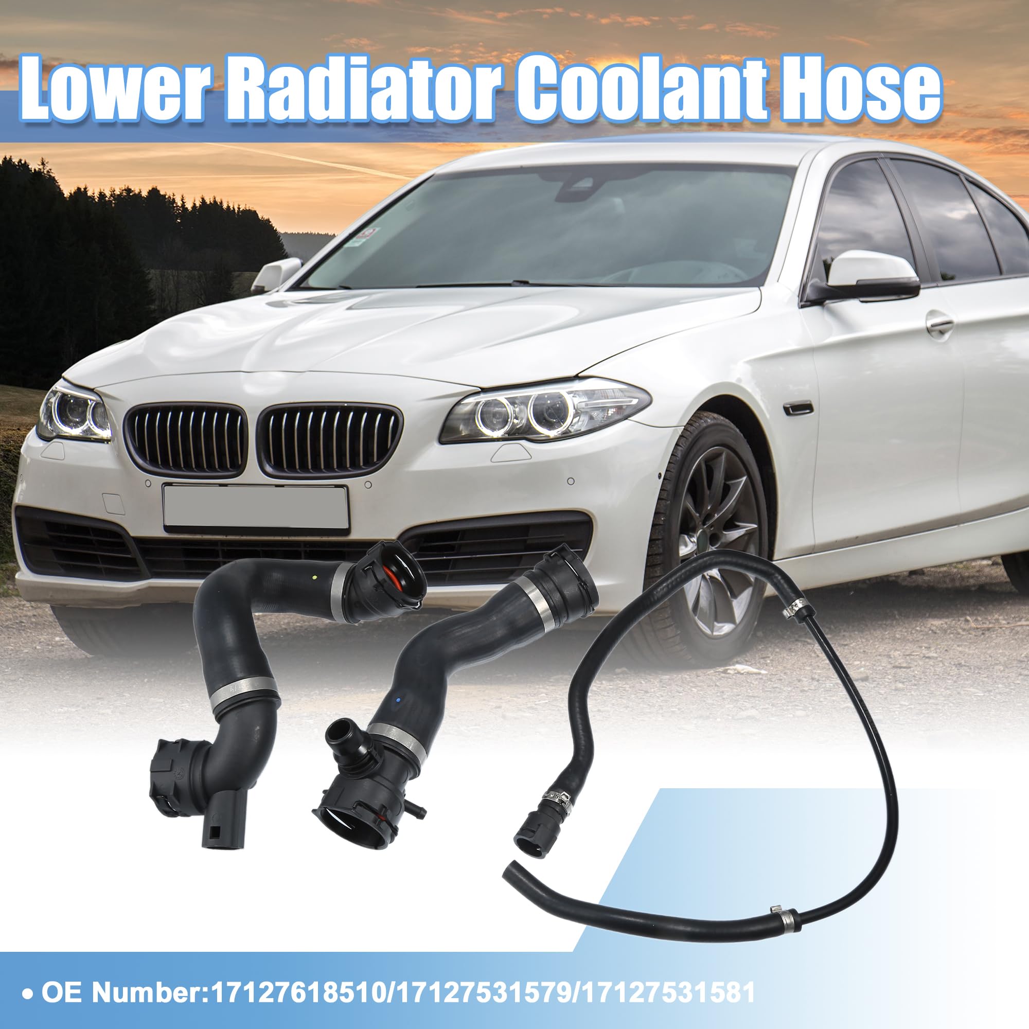 A ABSOPRO Tuyau De refroidissements Inférieur Du Radiateur N°17127618510/17127531579/17127531581 Pour pour BMW 325I 2006 En Caoutchouc Noir