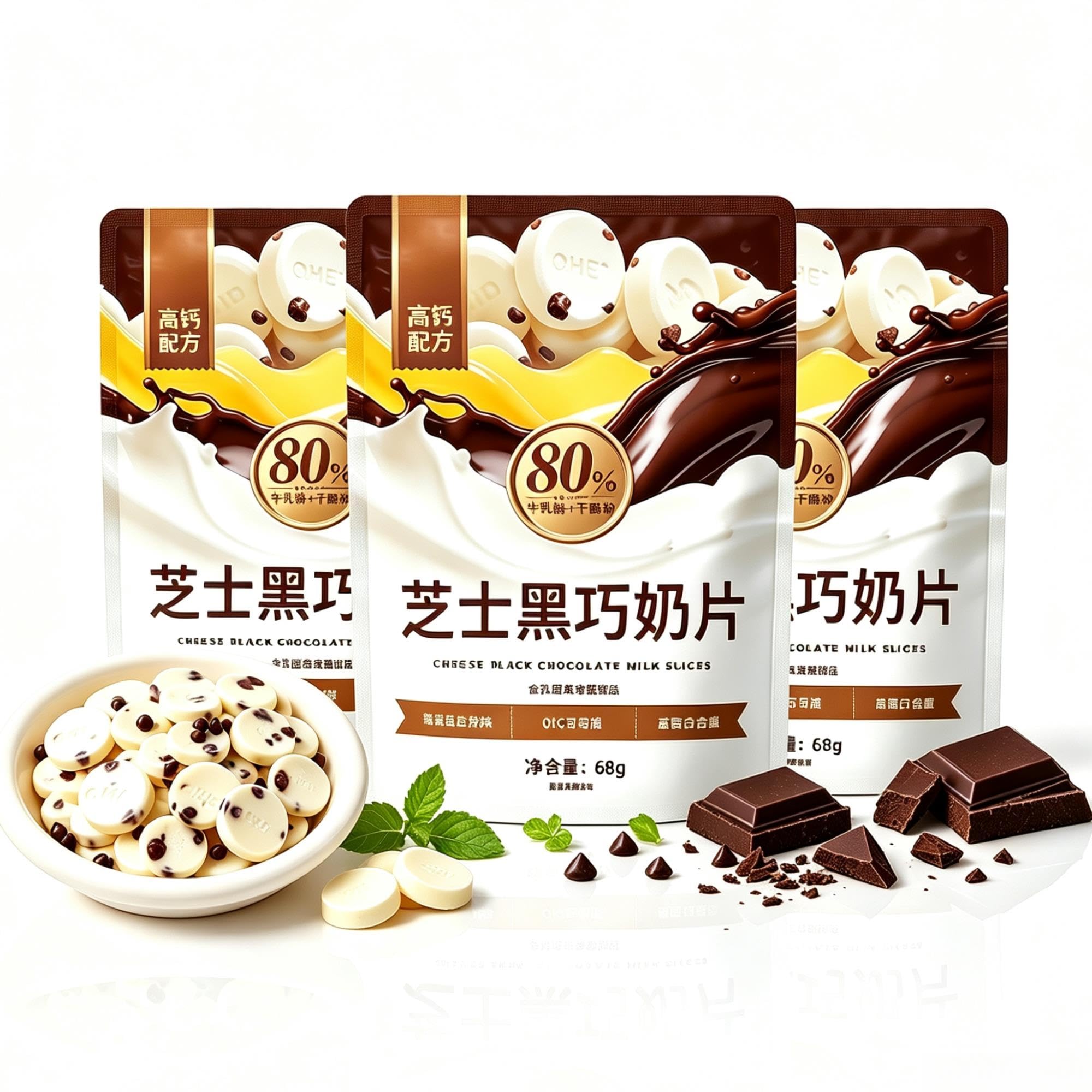 Käse-Milchtabletten mit dunkler Schokolade, 68g, 3er-Pack