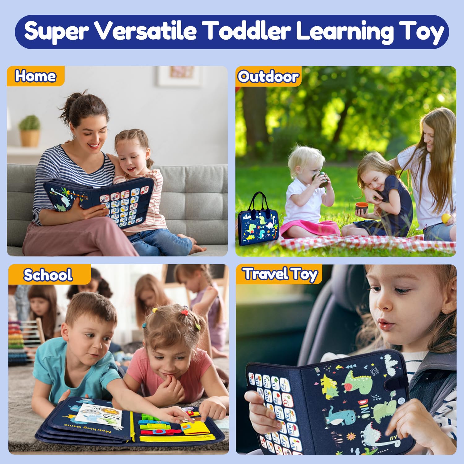 Montessori Busy Board & Busy Book dla małych dzieci – zabawki sensoryczne i edukacyjne, zabawka podróżna do samolotu i samochodu, prezent edukacyjny dla chłopców