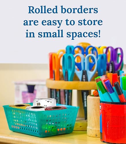 Miniatura 6 de Carson Dellosa Kind Vibes - Bordes coloridos para tablón de anuncios, 36 pies de bordes festoneados de arcoíris para tablón de anuncios, pizarra