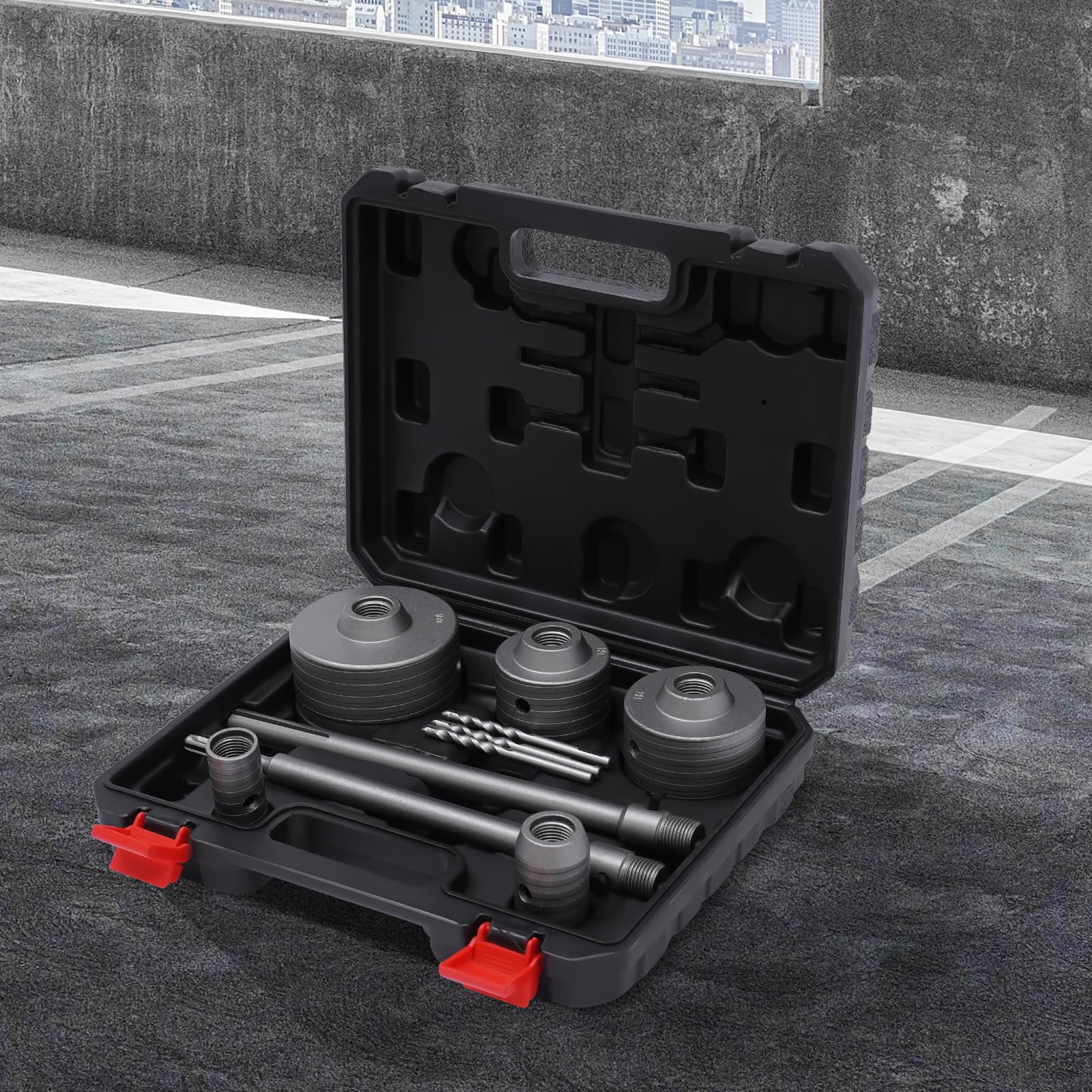 Set di 9 punte per trapano a tazza, 30 – 100 mm, per calcestruzzo, muratura, pietra naturale, corona per lattine, punte per trapano per cemento e pietra, punte per trapano con attacco SDS-Plus/Max