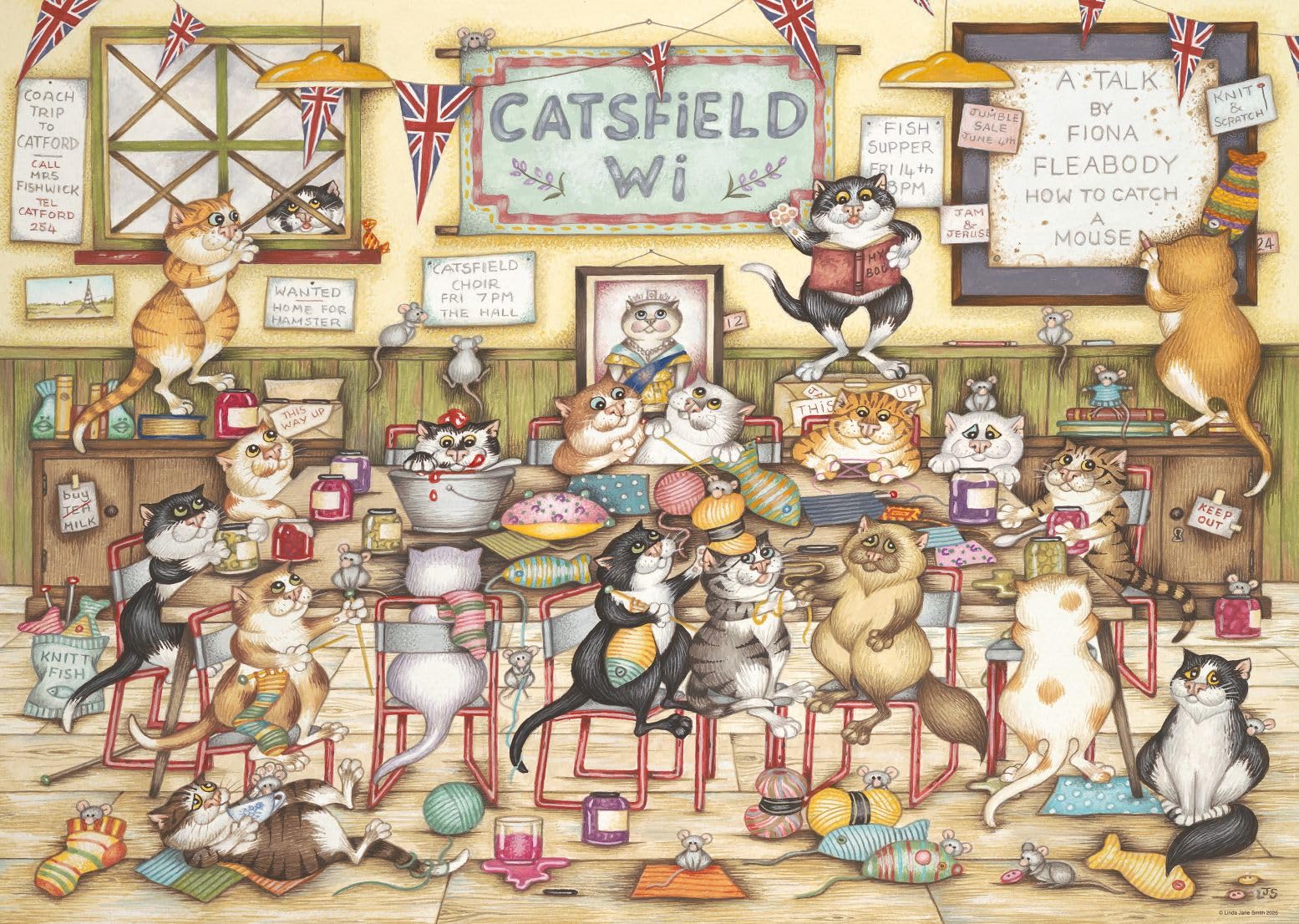 Ravensburger Crazy Cats No 21 at the WI 1000 Piece Jigsaw Puzzle – Linda Jane Smith Cat Puzzle for Adults & Families, Collectable Crazy Cats Series