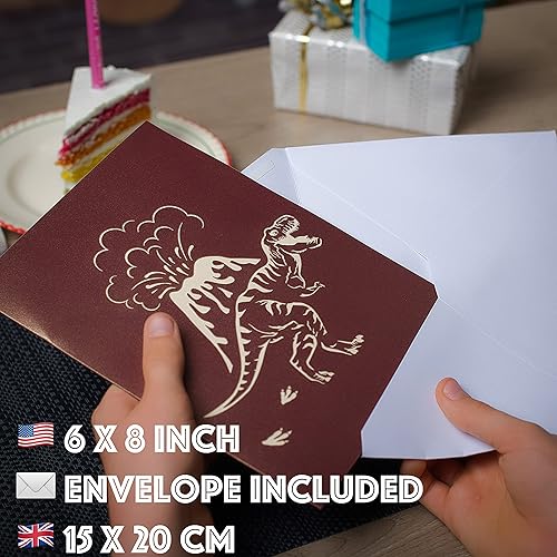 Miniatura 2 de Devine - Tarjeta de cumpleaños de dinosaurio T Rex  Tarjetas 3D Pop Up Tarjetas de cumpleaños para niños, papá y esposo, tarjetas de felicitación