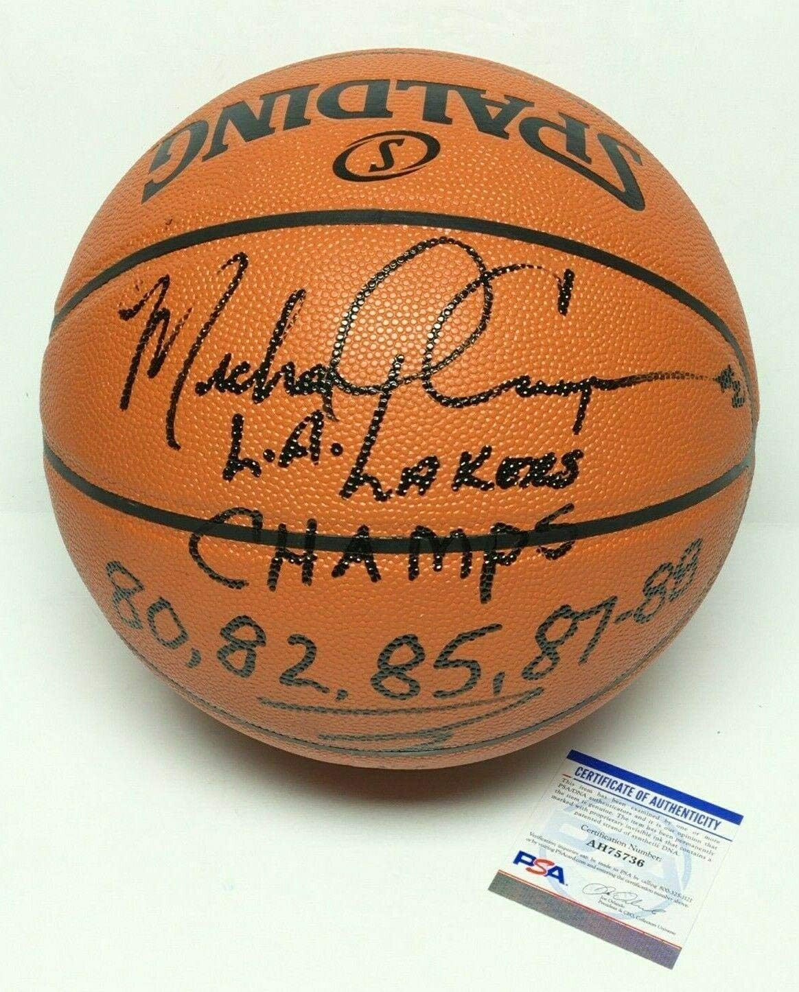 Michael Cooper Signed Spalding Basketball "LA Lakers Champ 80 82 85 87