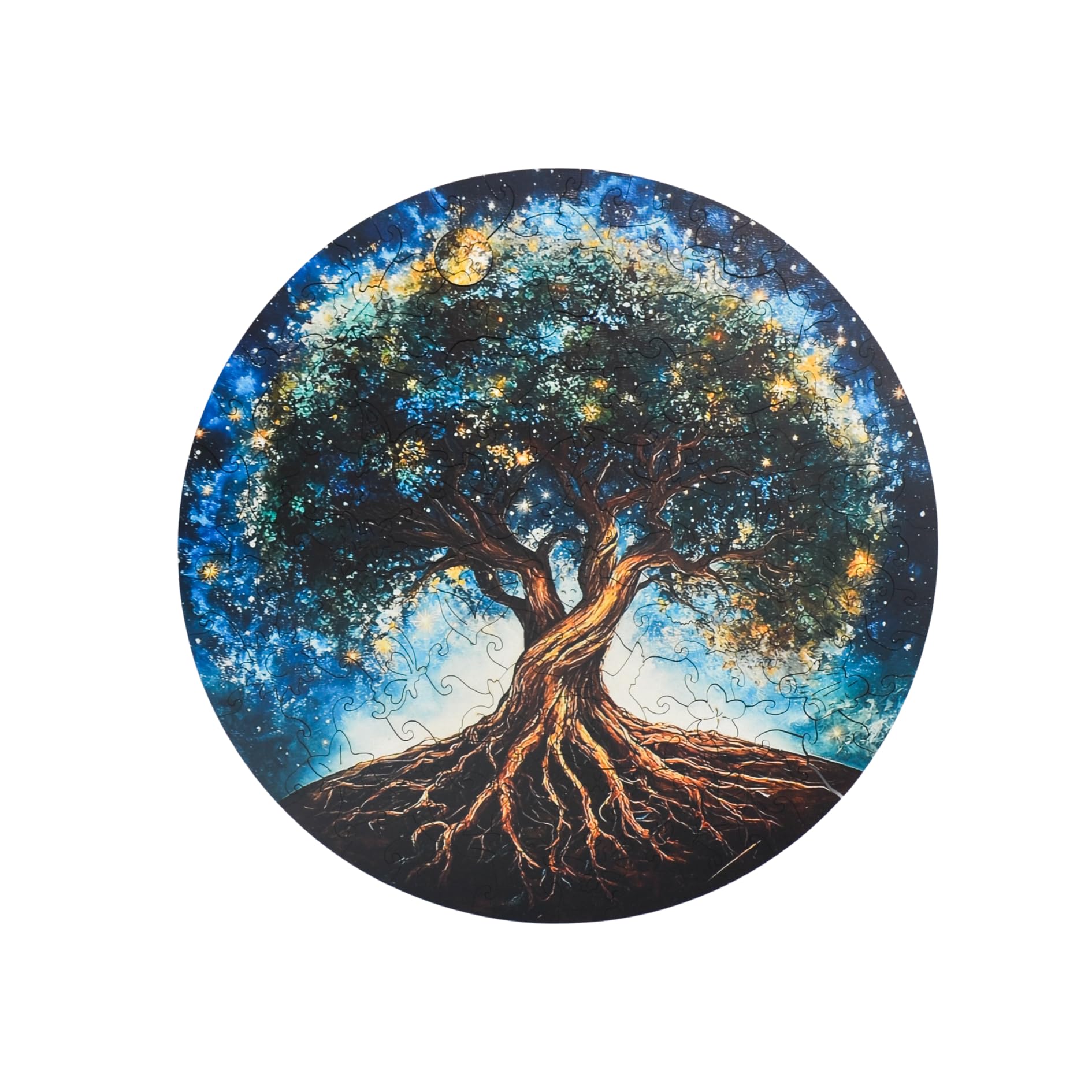 Puzzle in legno Lubiwood Albero della Vita dalla forma unica (26x26 cm) - 154 pezzi intricati, include una confezione regalo in legno coinvolgente