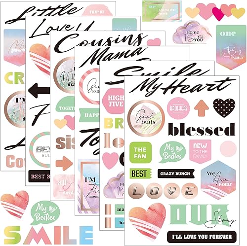 Miniatura 8 de 30 hojas de calcomanías de vinilo impermeable para álbumes de recortes, 500 unidades, vinilo impermeable, recuerdos de amigos de la familia, álbum