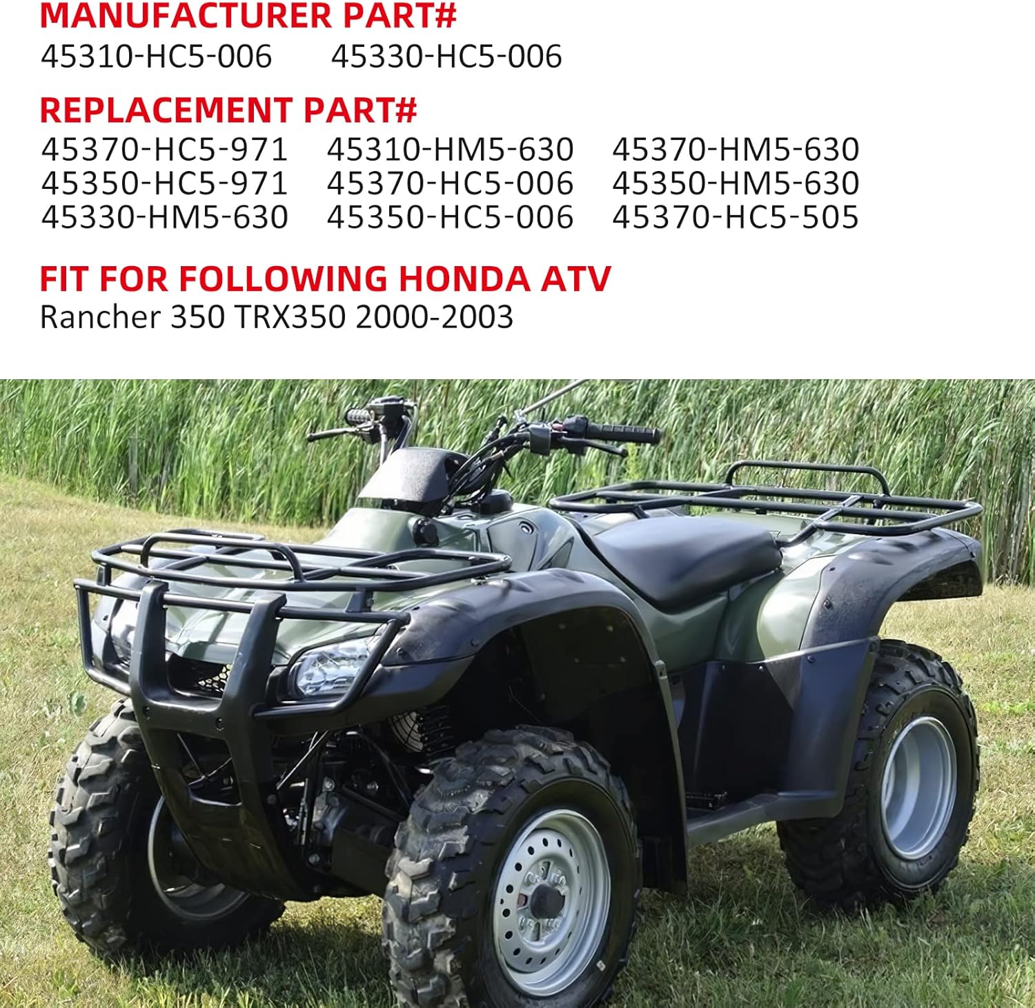 Front Brake Wheel Cylinders for Honda TRX350 Rancher 350 2000-2003 (Left&Right All 4 Kit) TRX350FE/TRX350FM/TRX350TE/TRX350TM, OEM# 45310-HC5-006 45330-HC5-006