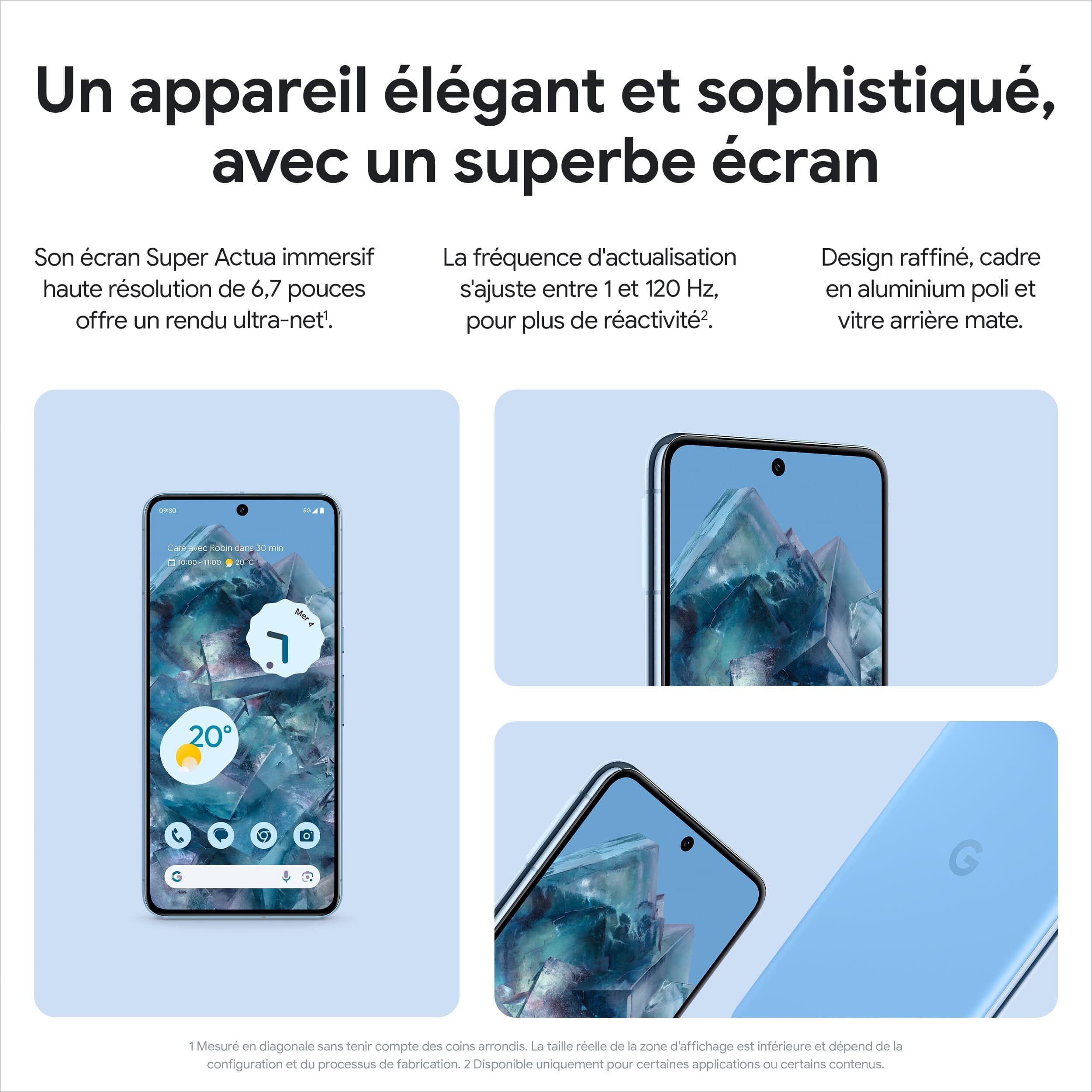 Google Pixel 8 Pro – Smartphone Android débloqué avec téléobjectif, 24 Heures d'autonomie et écran Super Actua– Bleu Azur, 128GB