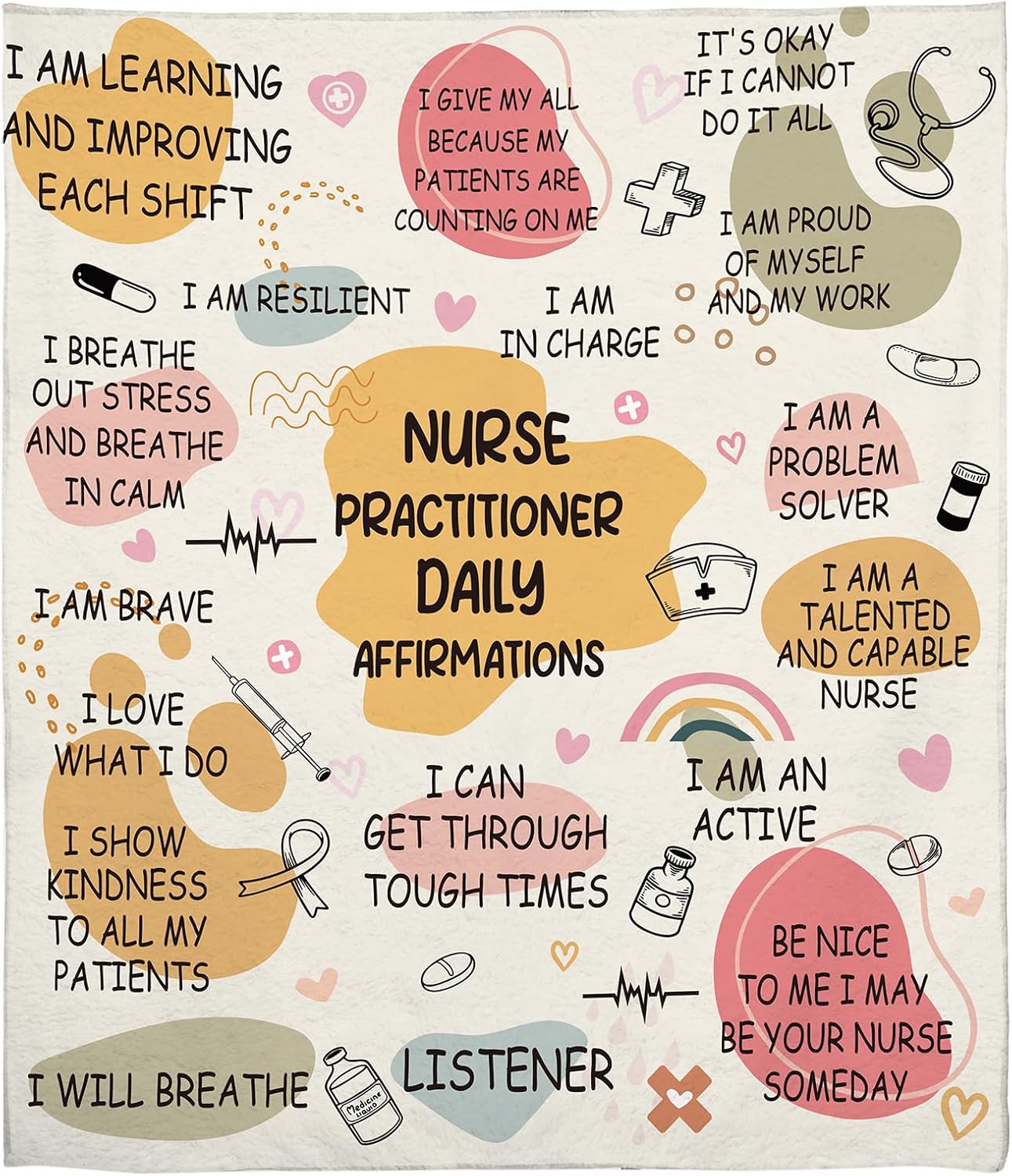Nurse Gifts Blanket for Women - Nurse Practitioner Daily Affirmations Throw 50x60, Inspirational Thank You Gift for Appreciation Week, Birthday, Christmas - Image 2