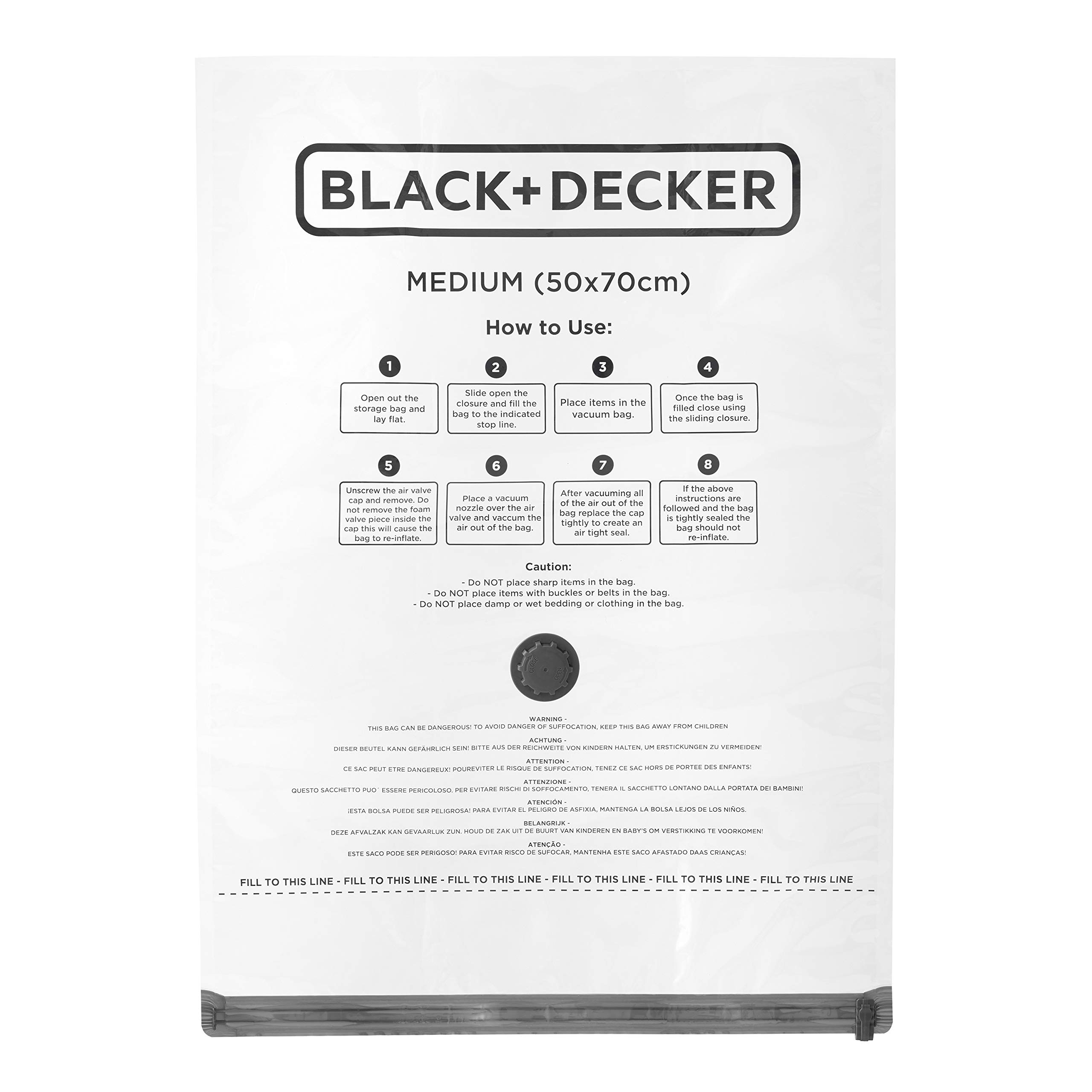 + Decker & Decker Vacuum Storage Bags Medium 3 Pack [63429] Black
