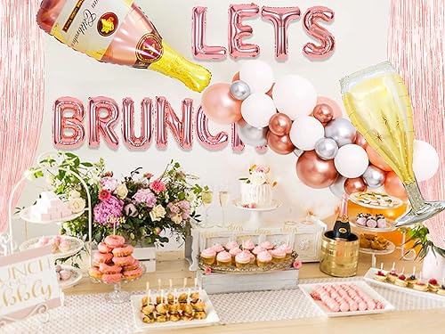 Miniatura 5 de LaVenty 43 piezas de decoración de brunch de brunch y burbujeante decoración de despedida de soltera Lets Brunch Banner floral para despedida de