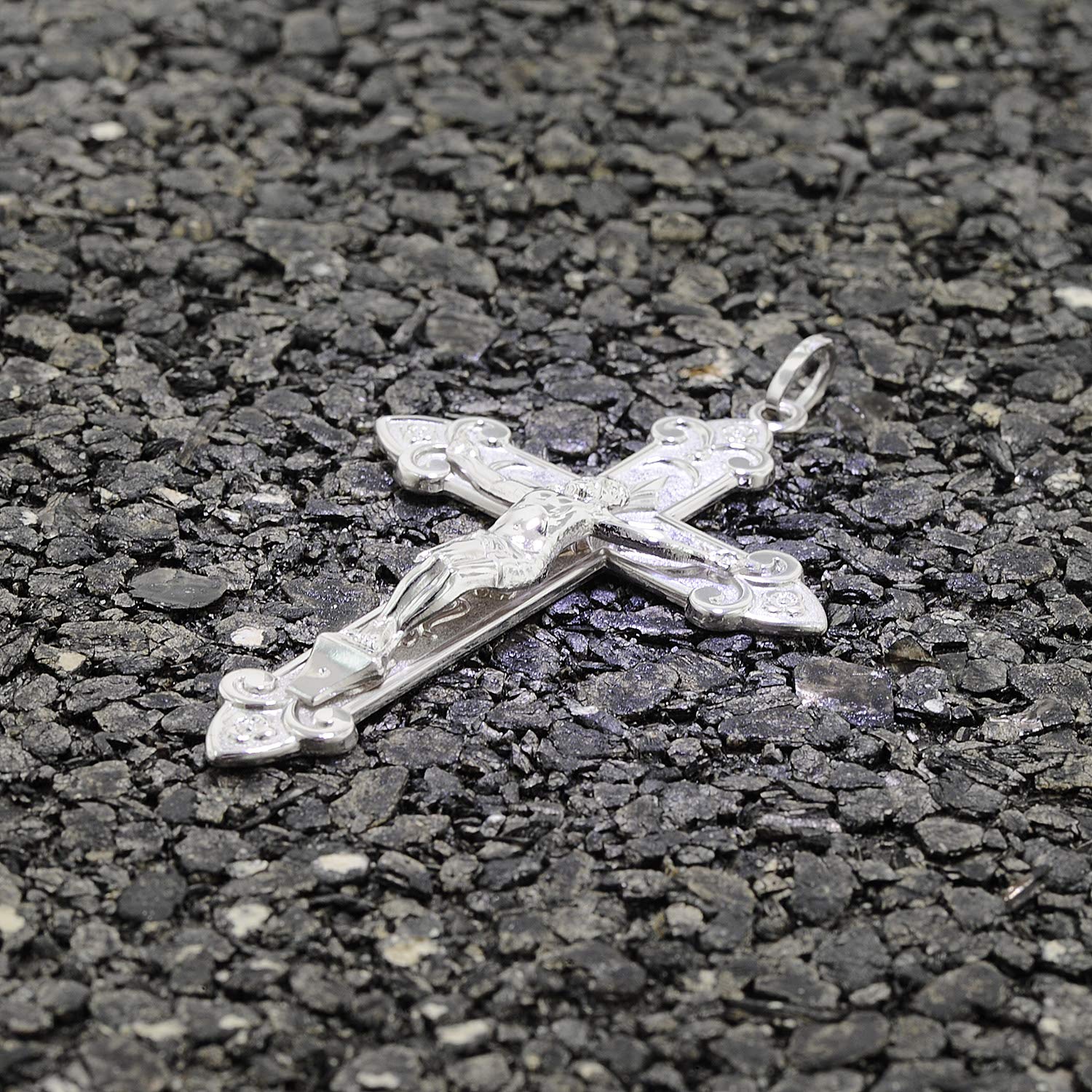 trendor Kreuz Anhänger für Männer 925 Silber 65 mm 35789 | Silberkreuz Anhänger Herren, Sterlingsilber, mit Christus-Korpus, Kruzifix Silber, Symbolschmuck Herren