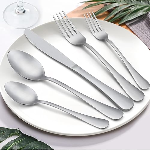 Miniatura 2 de LIANYU - Juego de cubiertos de 25 piezas con utensilios de servir, juego de cubiertos para 4, incluye cuchara para tenedor, utensilios de comedor