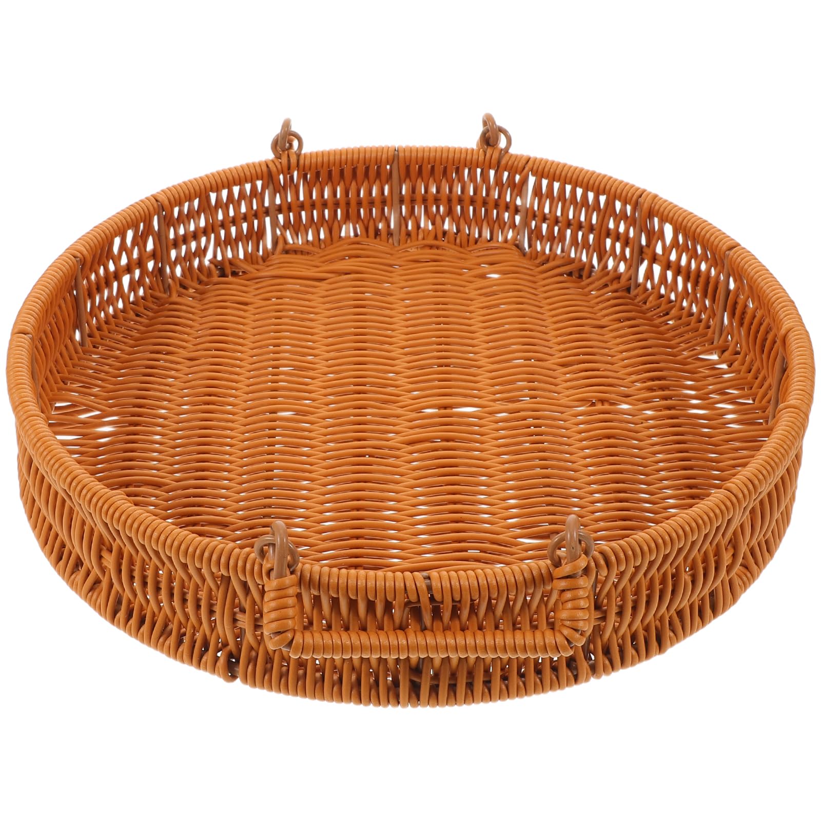 TOPBATHY Cesta de Almacenamiento Redonda Tejida con Asas Dobles para Cocina y Sala Contenedor de Organización Portátil