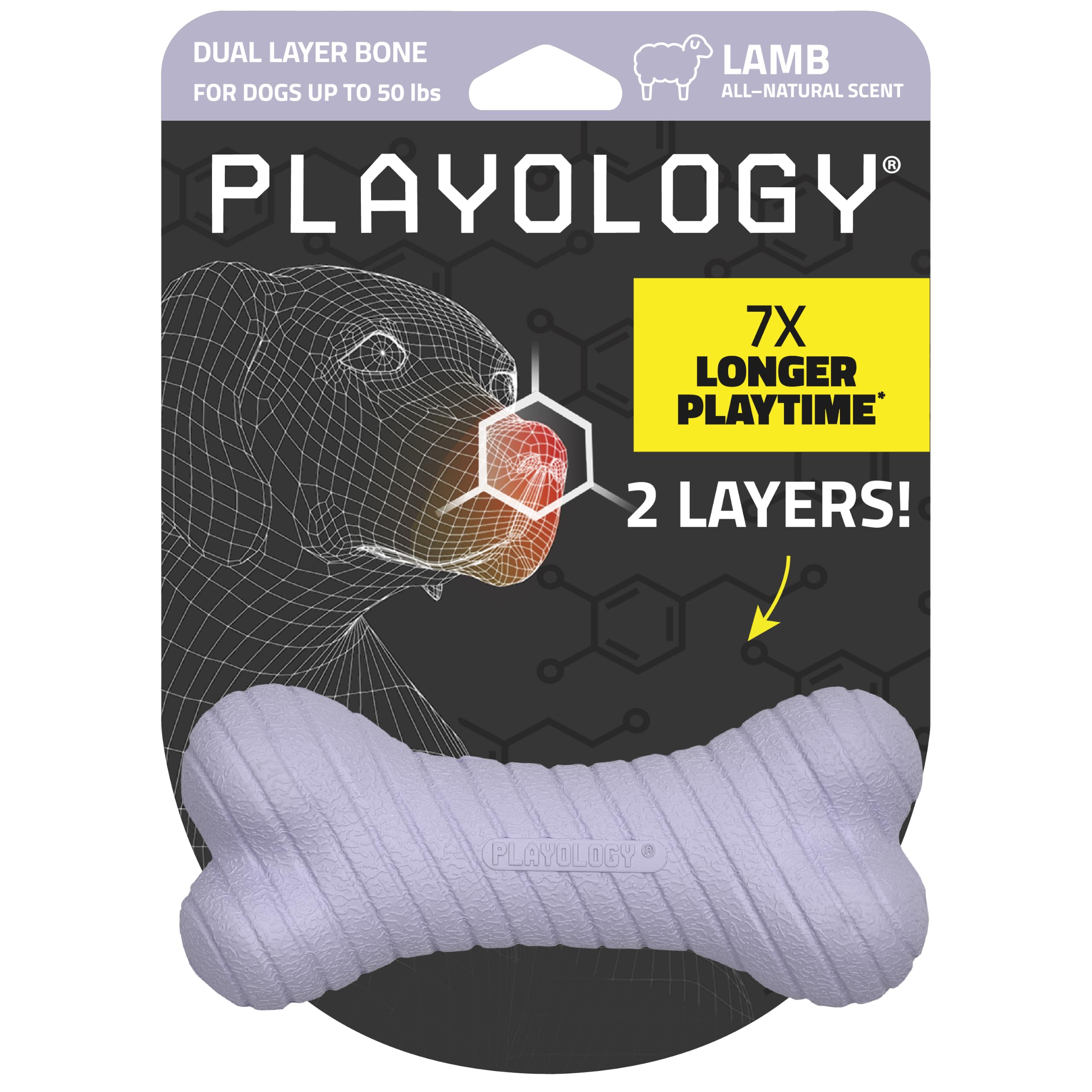 Playology Dual Layer Bone Dog Chew Toy - Medium, Lamb Scent