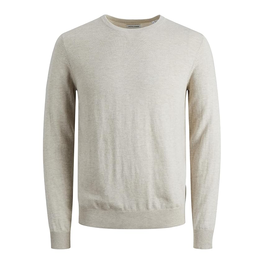 JACK & JONES Jjeemil Knit Crew Neck Noos, Maglione Lavorato a Maglia Uomo, Oatmeal/Detail:Melange, M