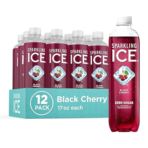 Sparkling Ice, Black Cherry Sparkling Water, Zero Sugar Flavored Water, with Vitamins and Antioxidants, Low Calorie Beverage, 17 fl oz Bottles (Pack of 12) - Black Cherry