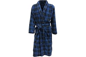Men's Ultra Comfortable Tartan Fleece Bathrobe