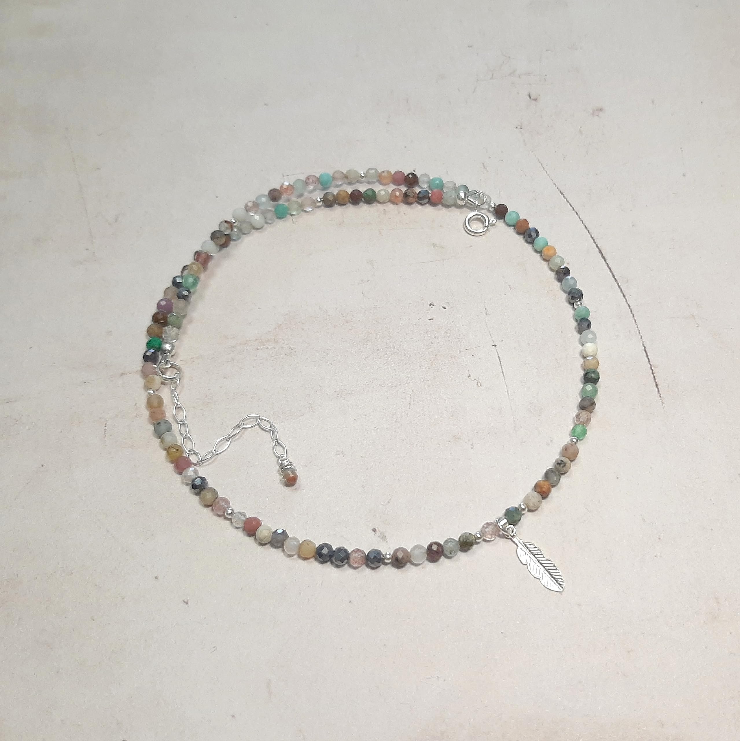 Collier Plume Pierres Naturelles et Argent 925