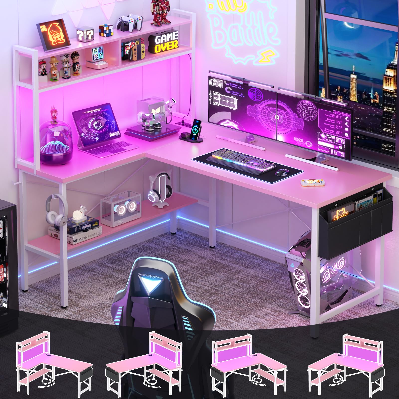 パソコンデスク akira Amazon.com: Aheaplus L Shaped Desk Gaming Desk, 59
