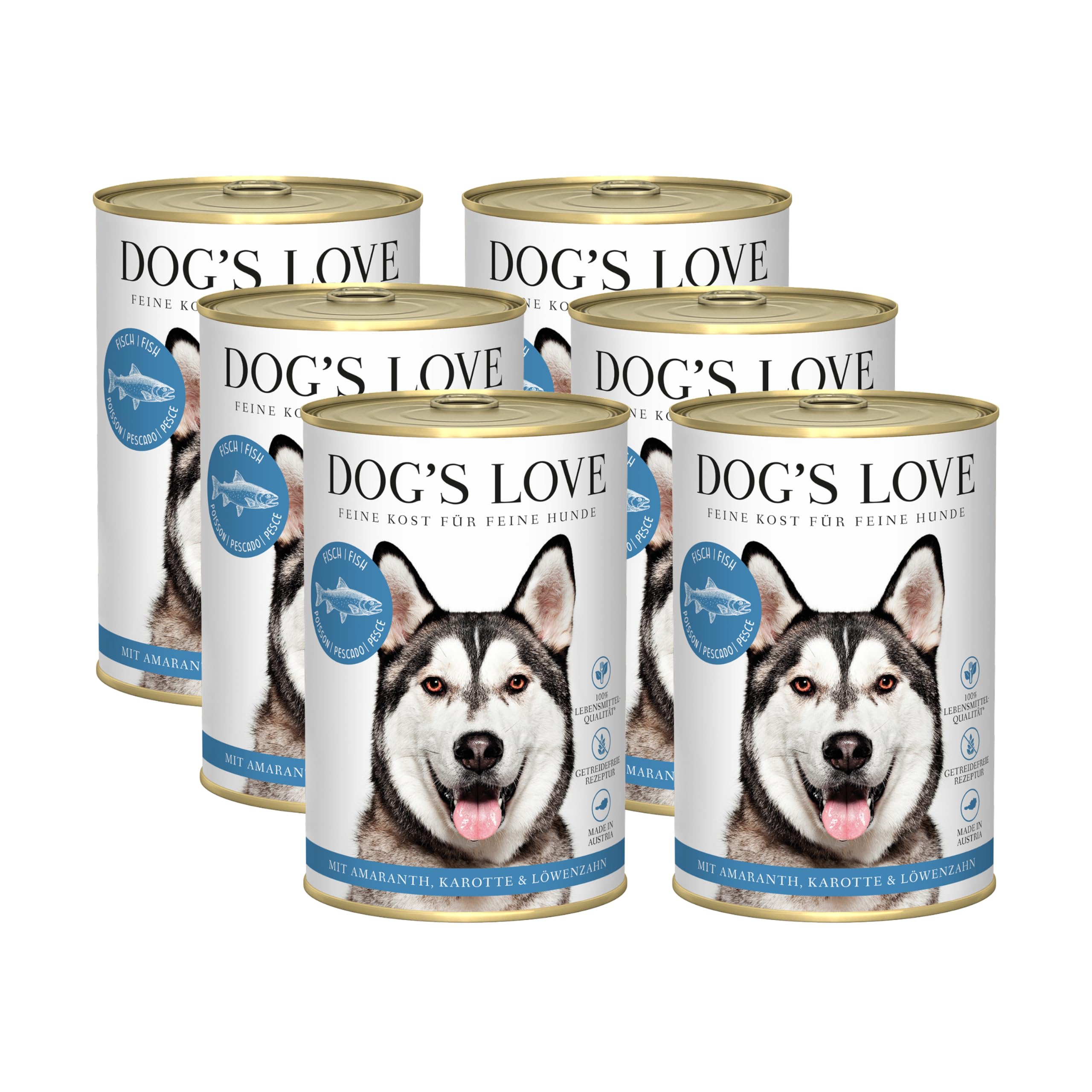 DOG'S LOVE Pesce classico, confezione da 6 (6 x 400 g)