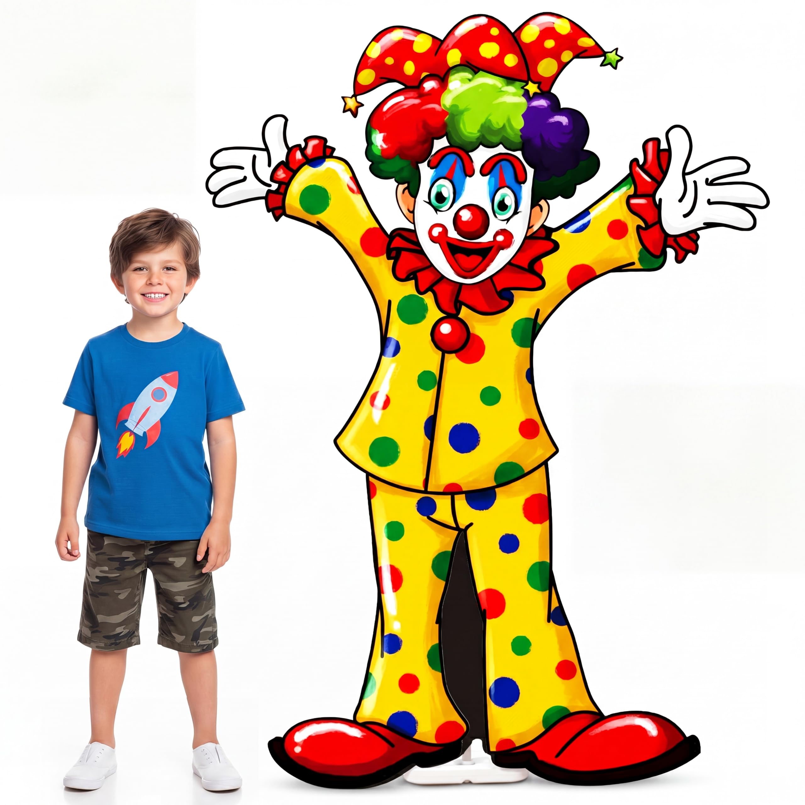 Qunclay 4ft Circus Clown Cardboard Cutout Carnival Party Decoration Life Size Clown Photo Booth Prop Stand up Display Party Backdrop Decor for Carnival Birthday Supplies