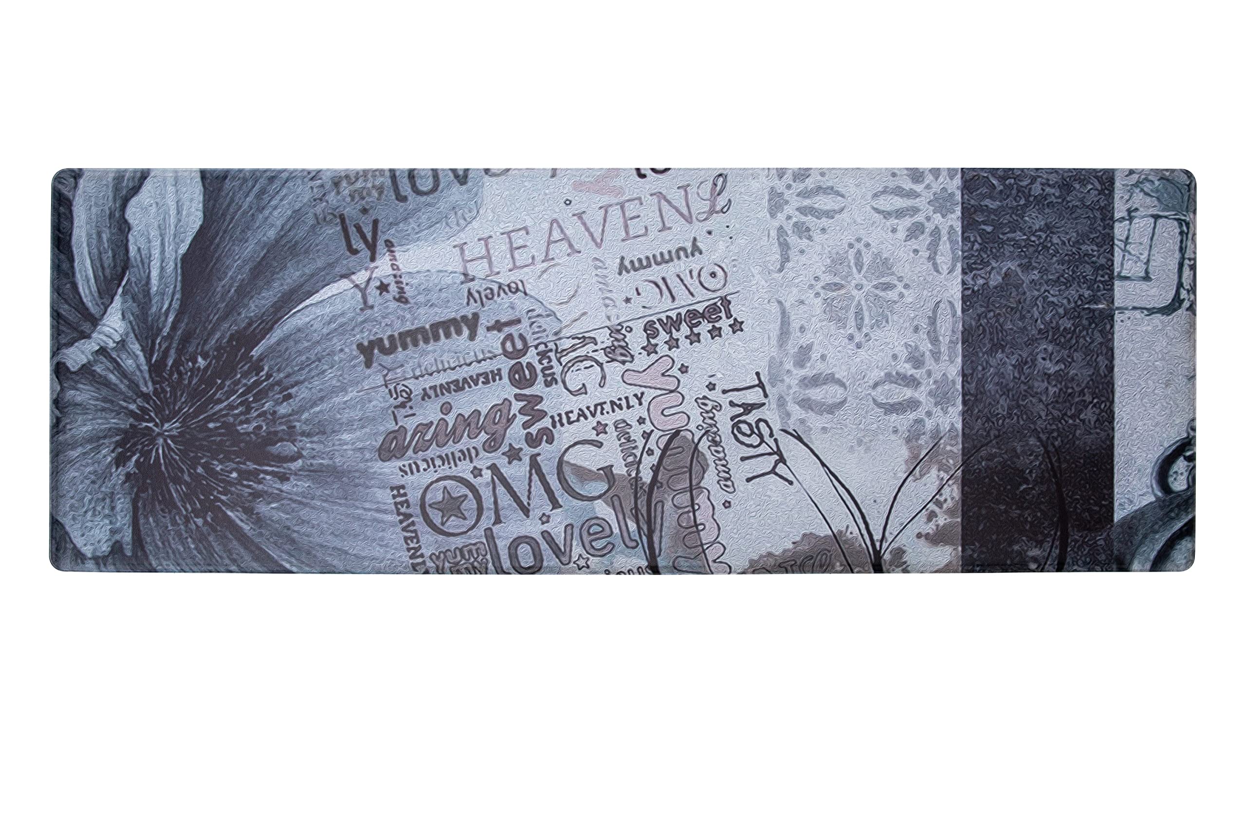 J&V TEXTILES Premium Kitchen Mat, Waterproof Anti Fatigue Kitchen Rug, Cushioned Non-Slip Textilene Surface Kitchen Floor Mat for Home, Office, Indoor, 20"x55" (Kitchen Art)