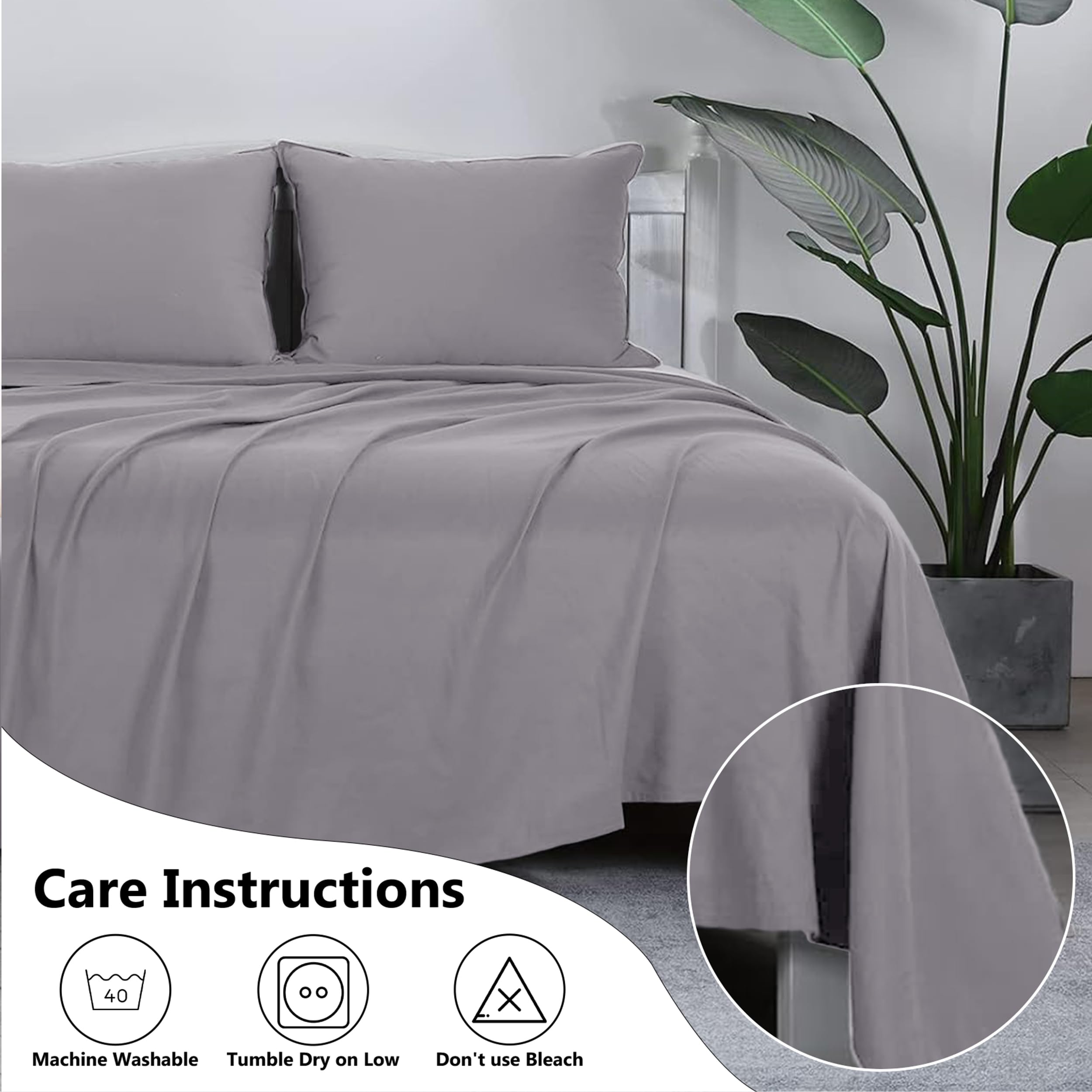 AR Ware Drap plat super king size 100 % coton égyptien 300 fils - Respirant et résistant à la décoloration - Draps de lit de qualité hôtelière sans repassage (275 x 310 cm, Gris)