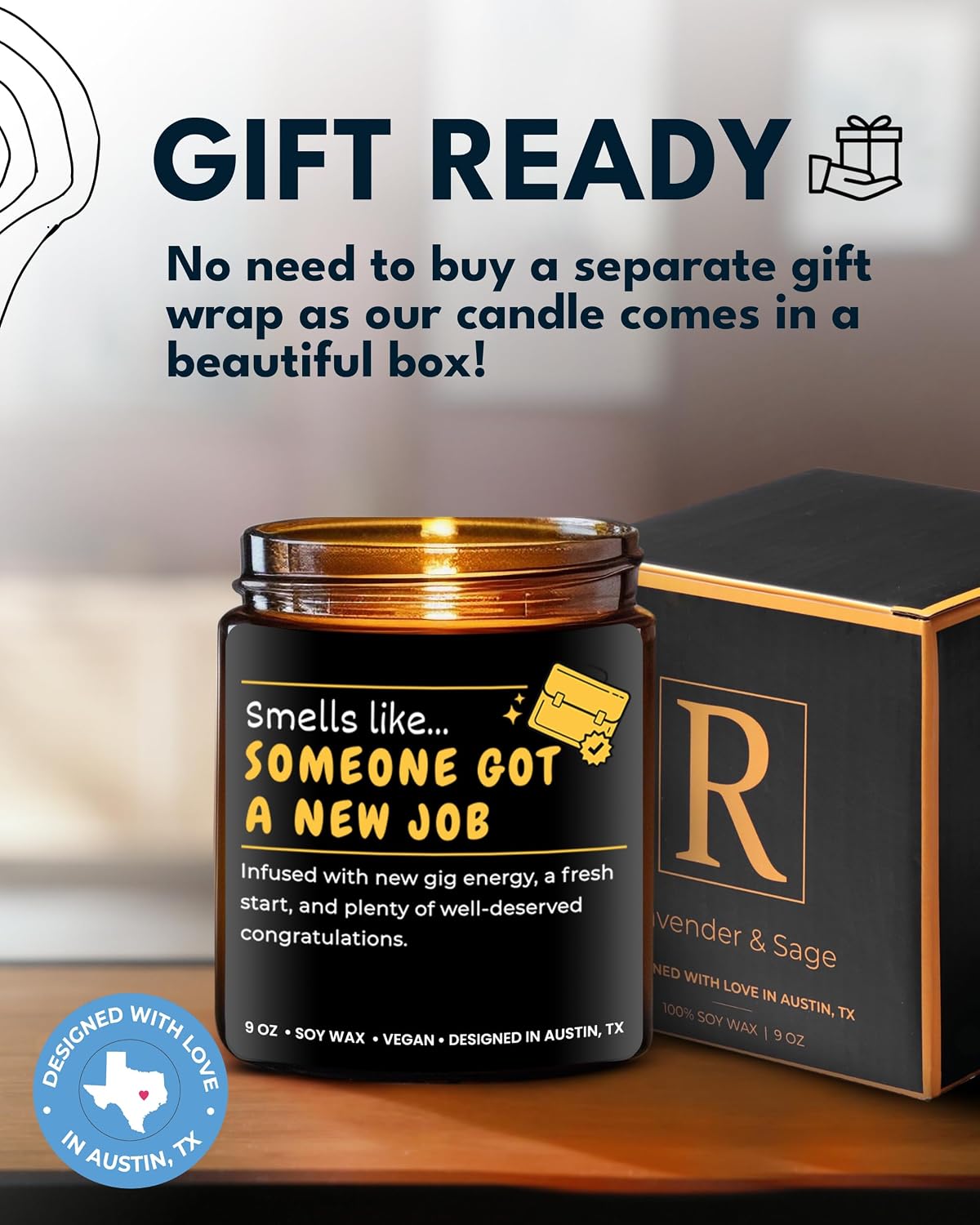 New Job Candle, New Job Gifts for Women and Men, Congratulation Gifts for Coworker, Promotion Present for Coworkers, Boss, Friend, Family, Ideal for Career Milestone, First Day At Work, Gift-Ready