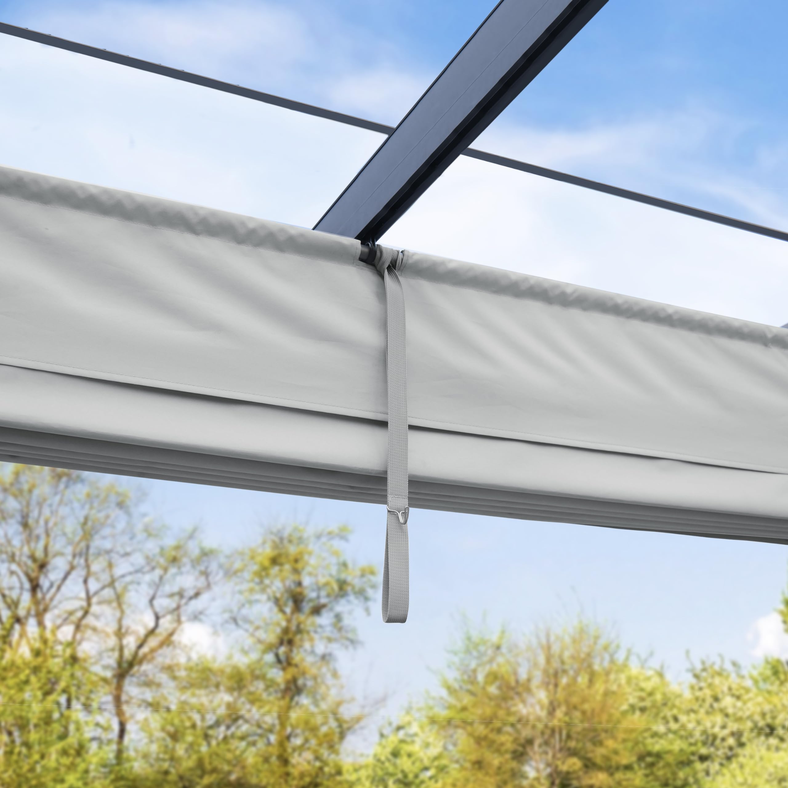 PRIMEYARD Pergola 3x4 m pavillon avec Toit rétractable Gris - Construction en Acier
