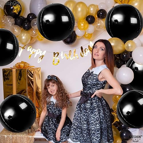 Miniatura 5 de KatchOn, Globo grande de aluminio dorado de 22 pulgadas, paquete de 6, globos gigantes negros metálicos, 22 pulgadas, paquete de 6, globos de Mylar