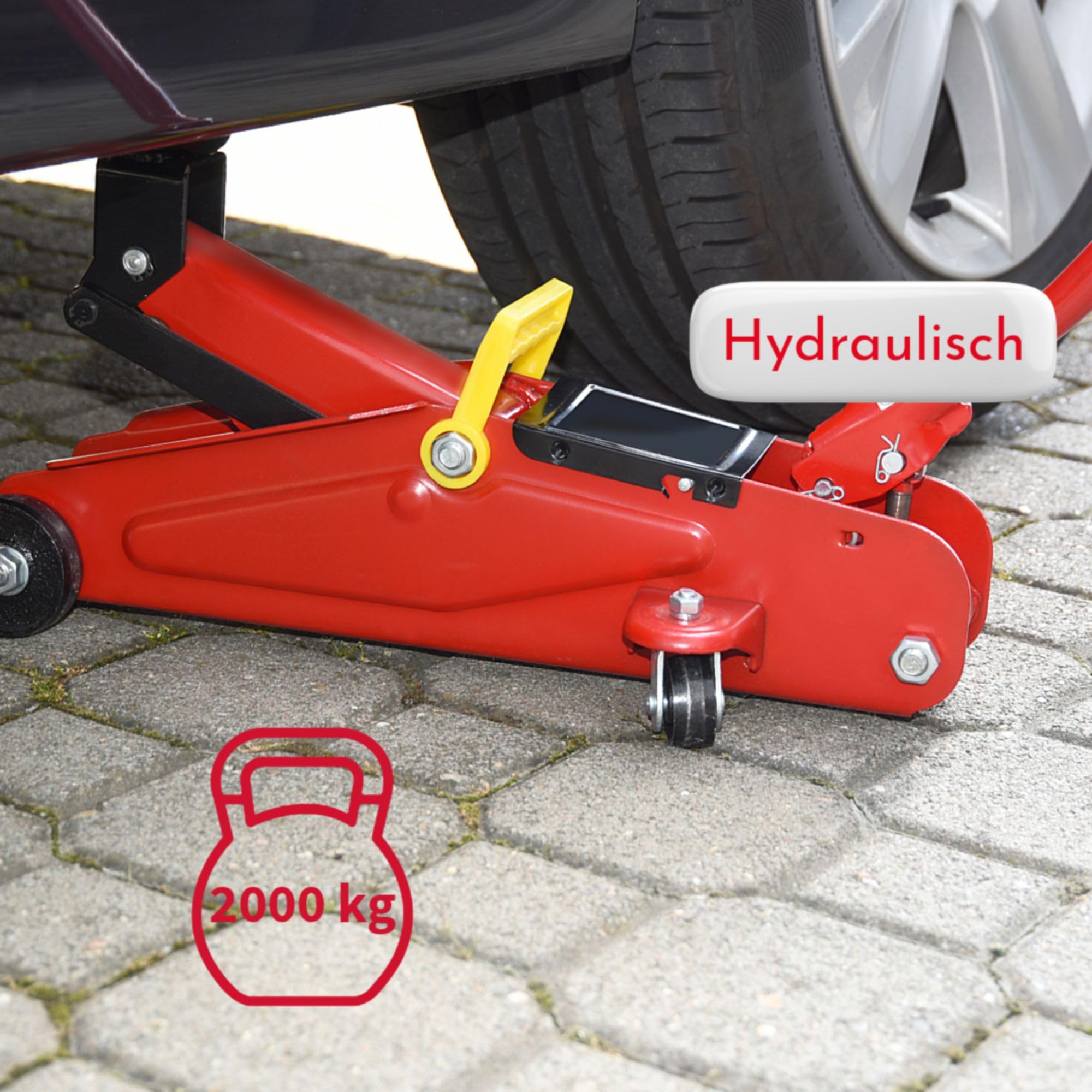 UNITEC Rangierwagenheber, Hydraulik 2 T Tragkraft, für Werkstatt und Hobby, gefertigt aus Qualitätsstahl