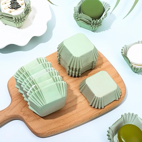 Miniatura 10 de Whaline 500 piezas de forros cuadrados para cupcakes, desechables, brownie, tazas para hornear, color café, envoltorios de cupcakes para baby