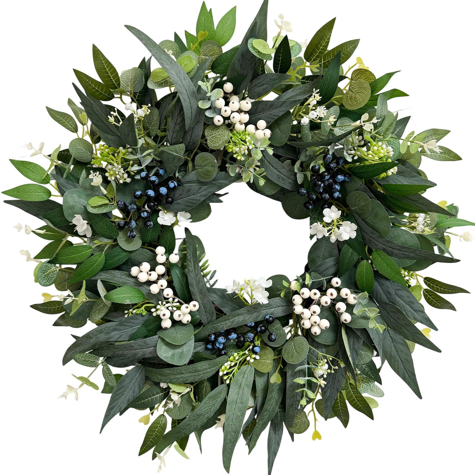 Photo 1 of 24'' Eucalyptus Wreaths for Front Door,Spring Summer Fall Winter Wreaths,Large Outdoor Greenery Wreaths for Porch,Wall,Holiday,Home Decor-Spring, Summer, Fall, Winter All Seasons