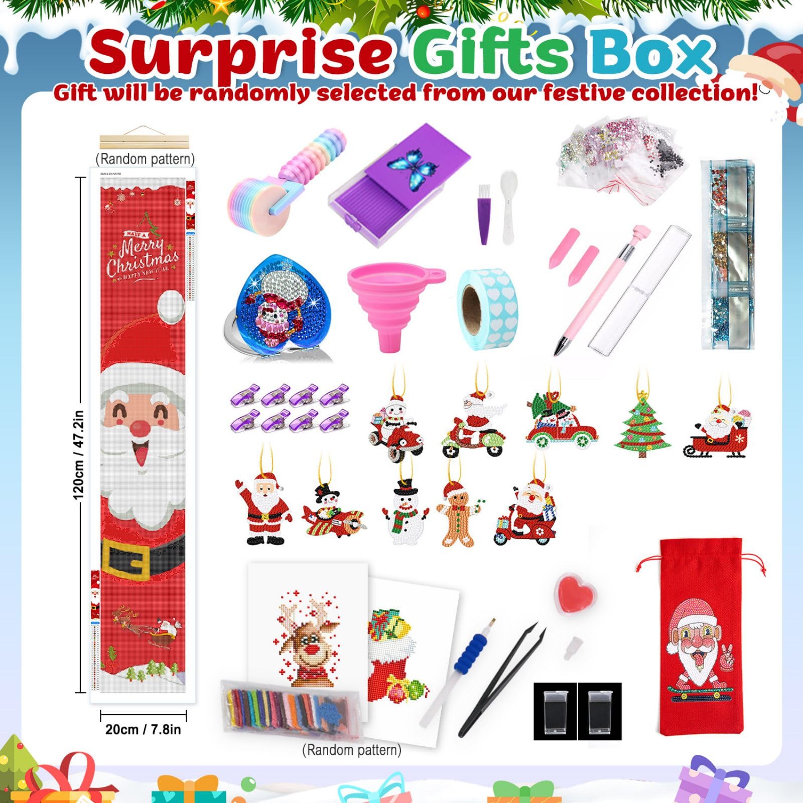 CustmArti DIY Diamond Art Painting Adventskalender Weihnachten 12 Fächer Überraschung Bastelset Kristall Strassstein Bilder Winter Motiv Haus Verzierung Kreativ-E