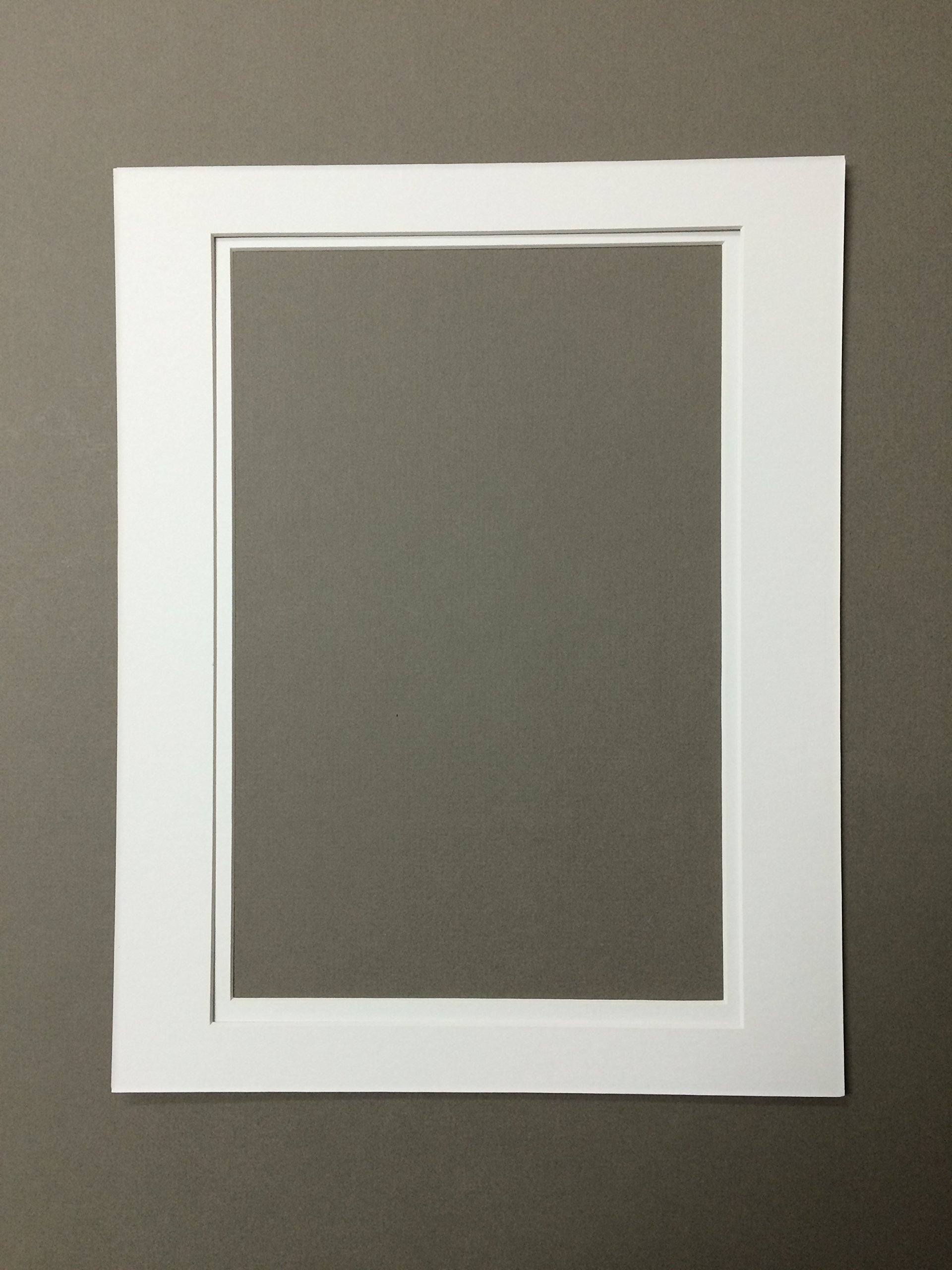 Pack of 5 11x14 White and White Double Picture Mats with White Core Bevel Cut for 8x12 Pictures