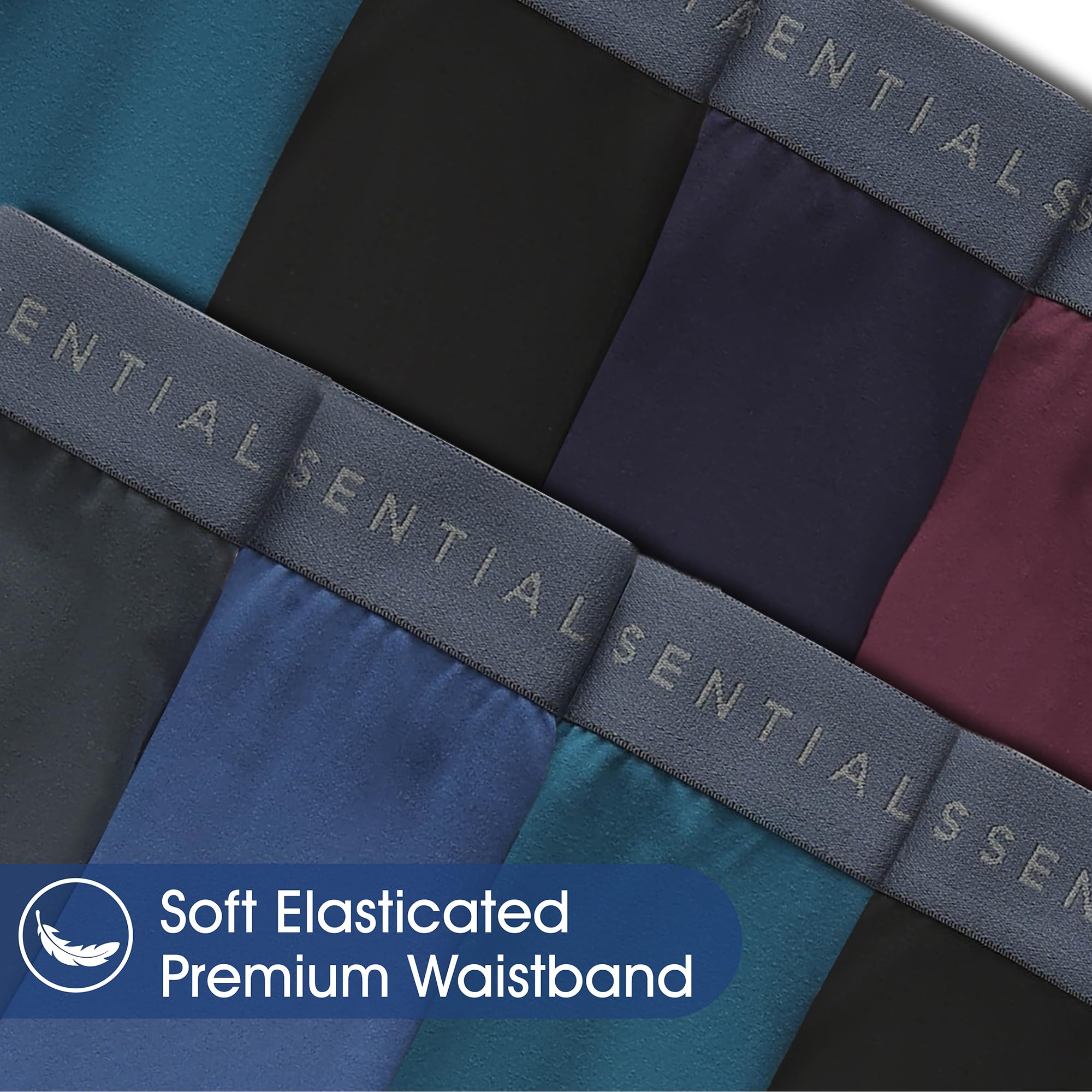 The Essentials Wardrobe Boxer da uomo in microfibra elasticizzata, con comoda fascia elastica in vita, traspirante, senza etichette, comfort a doppio strato, pannello frontale