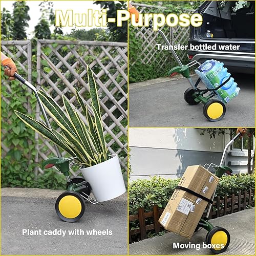Miniatura 5 de Carrito de plantas con ruedas resistente, rodillos de brazo de agarre ajustables para plantas al aire libre, se adapta a macetas de 8 a 30 pulgadas